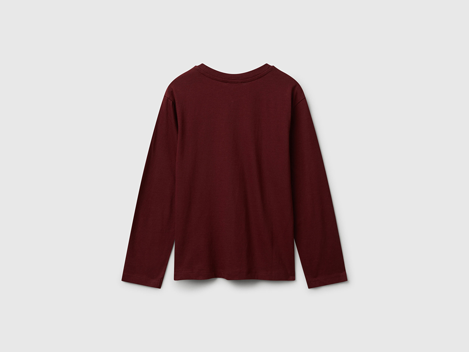 Benetton Erkek Çocuk Bordo Önü Logo Baskılı Bisiklet Yaka Jarse Uzun Kollu T-shirt