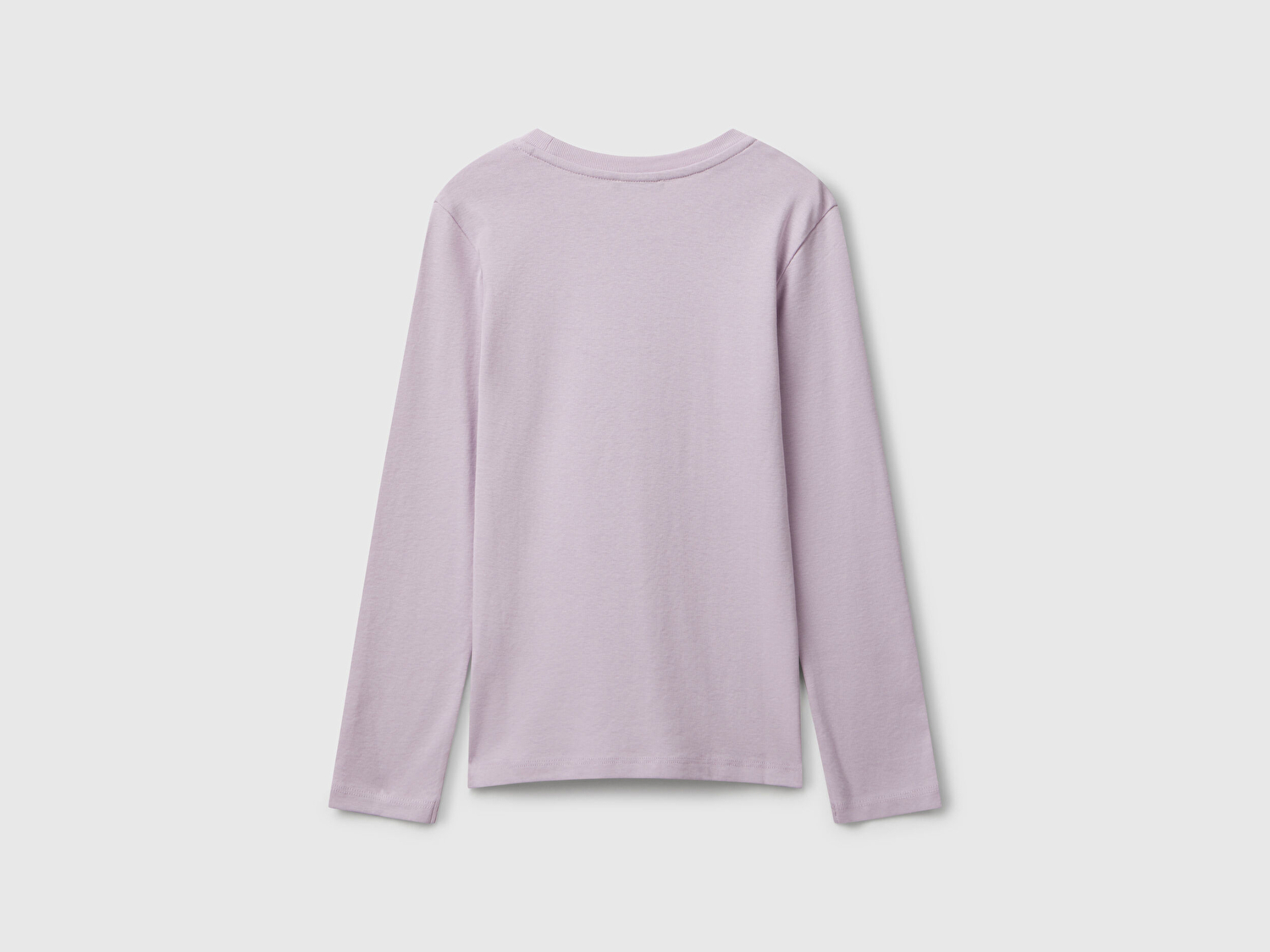 Benetton Kız Çocuk Lila Parıltılı Logo Baskılı Regular Fit Uzun Kollu T-shirt