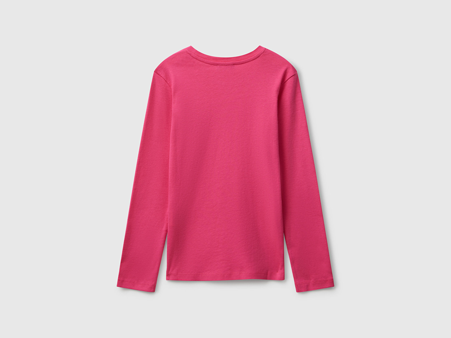 Benetton Kız Çocuk Pembe Parıltılı Logo Baskılı Regular Fit Uzun Kollu T-shirt