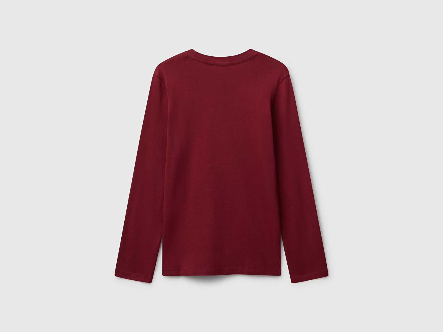 Benetton Kız Çocuk Bordo Parıltılı Logo Baskılı Regular Fit Uzun Kollu T-shirt