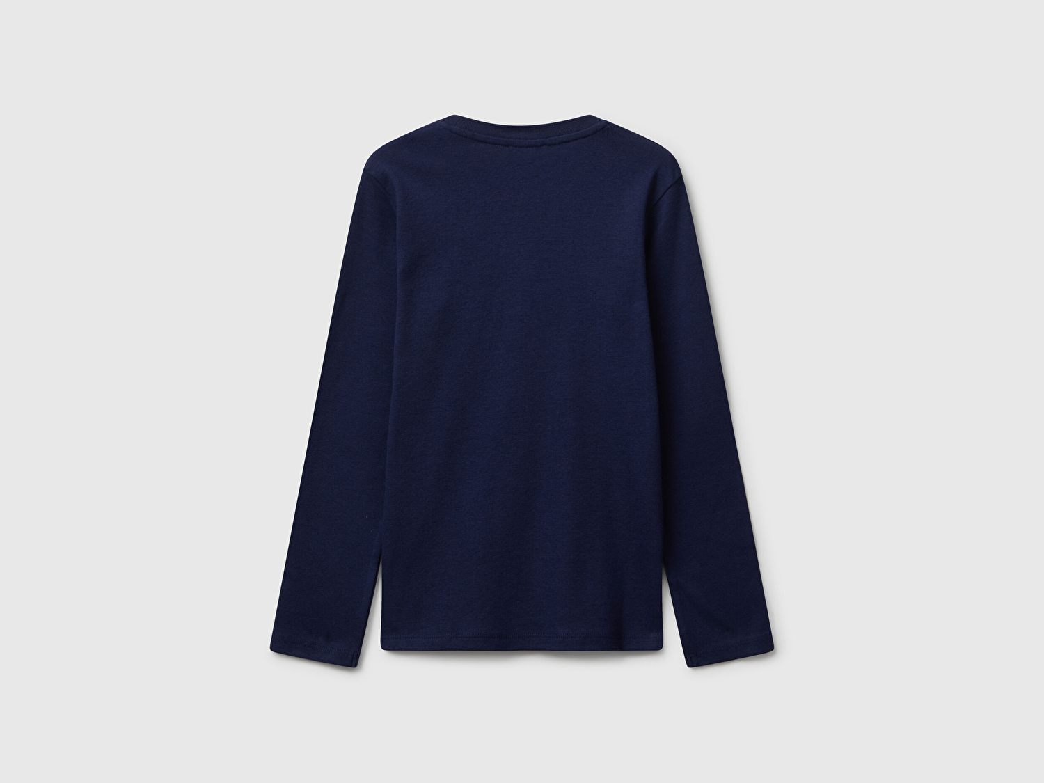 Benetton Kız Çocuk Lacivert Parıltılı Logo Baskılı Regular Fit Uzun Kollu T-shirt