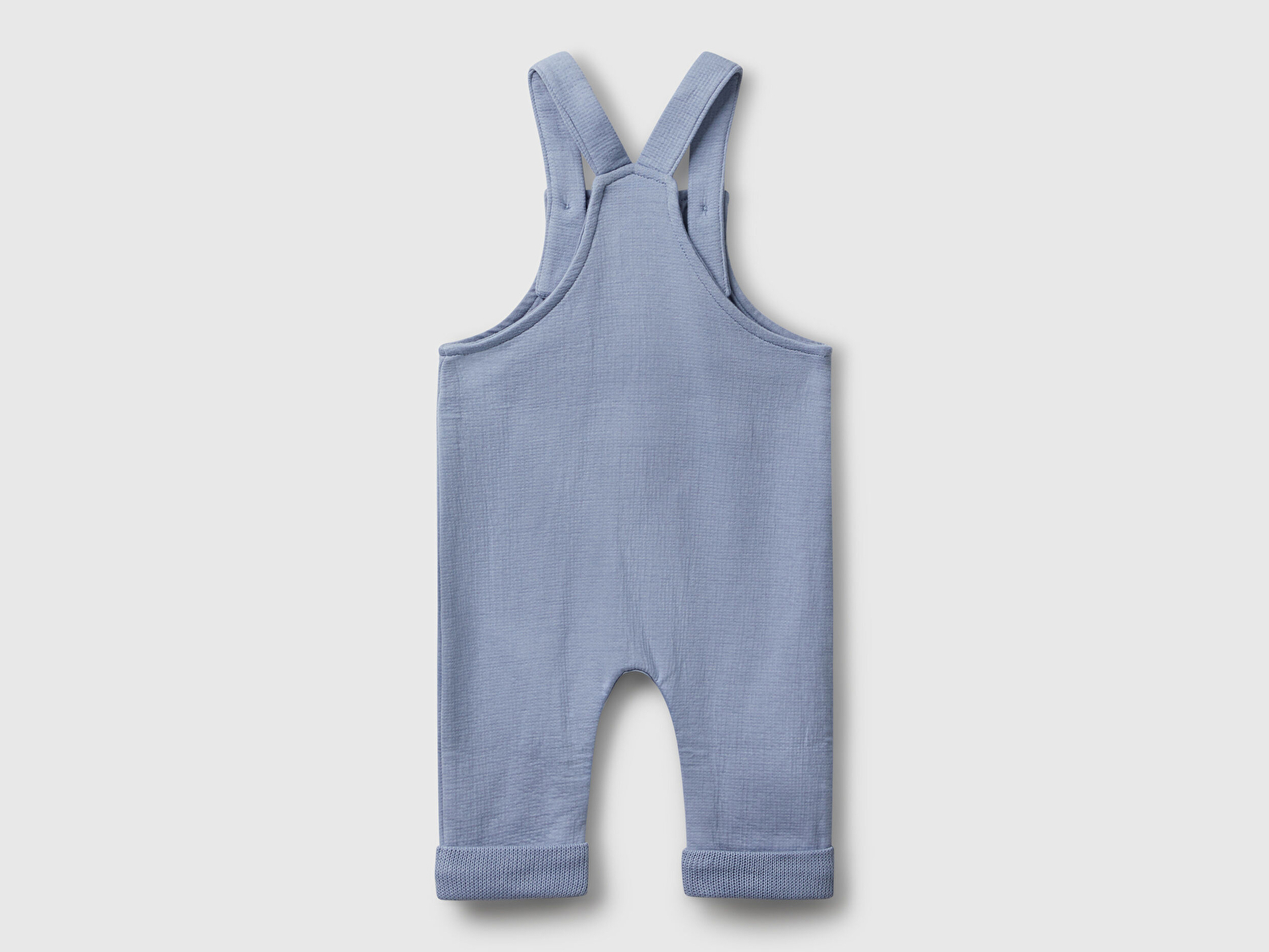 Benetton Bebek Mavi Önü Logo Etiketli Kese Cepli Düğmeli Tulum