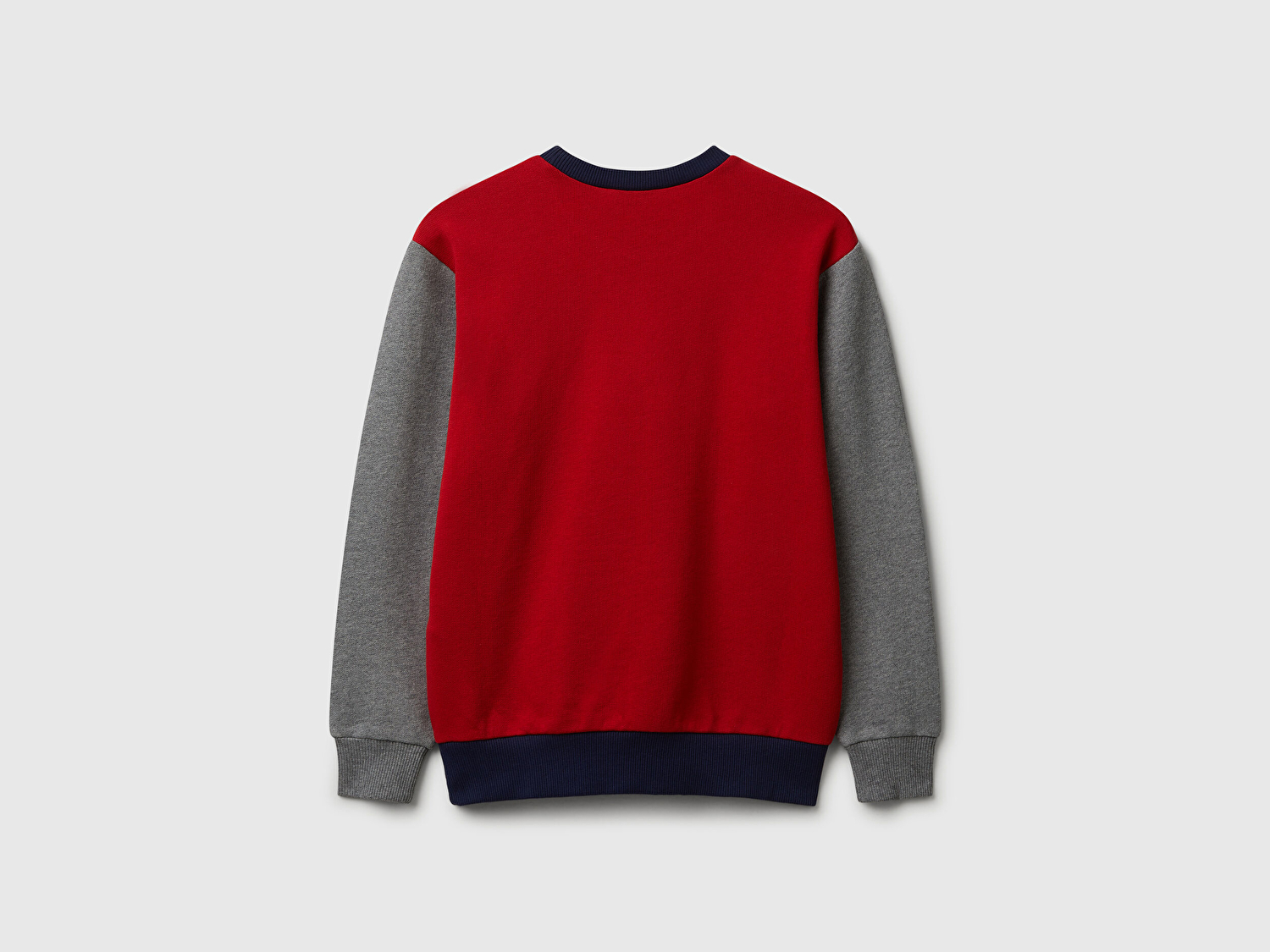 Benetton Erkek Çocuk Kırmızı-Gri Önü Logo Baskılı Bisiklet Yaka Regular Fit Sweatshirt