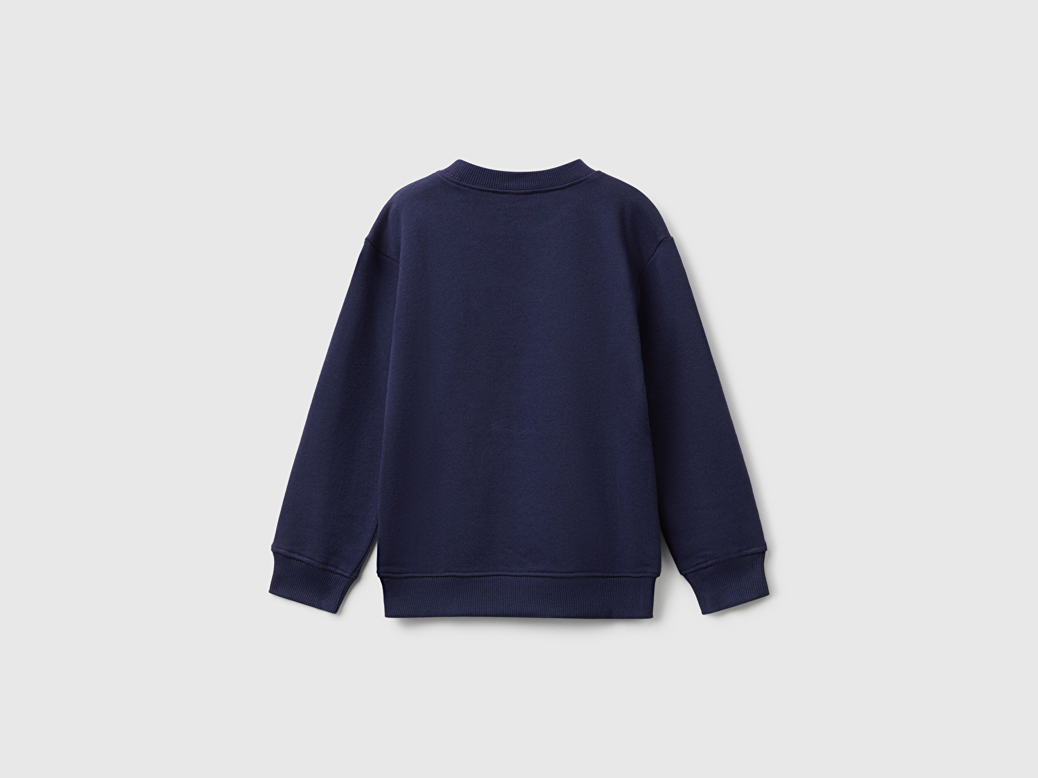 Benetton Erkek Bebek Lacivert Önü Logo Baskılı Bisiklet Yaka Sweatshirt