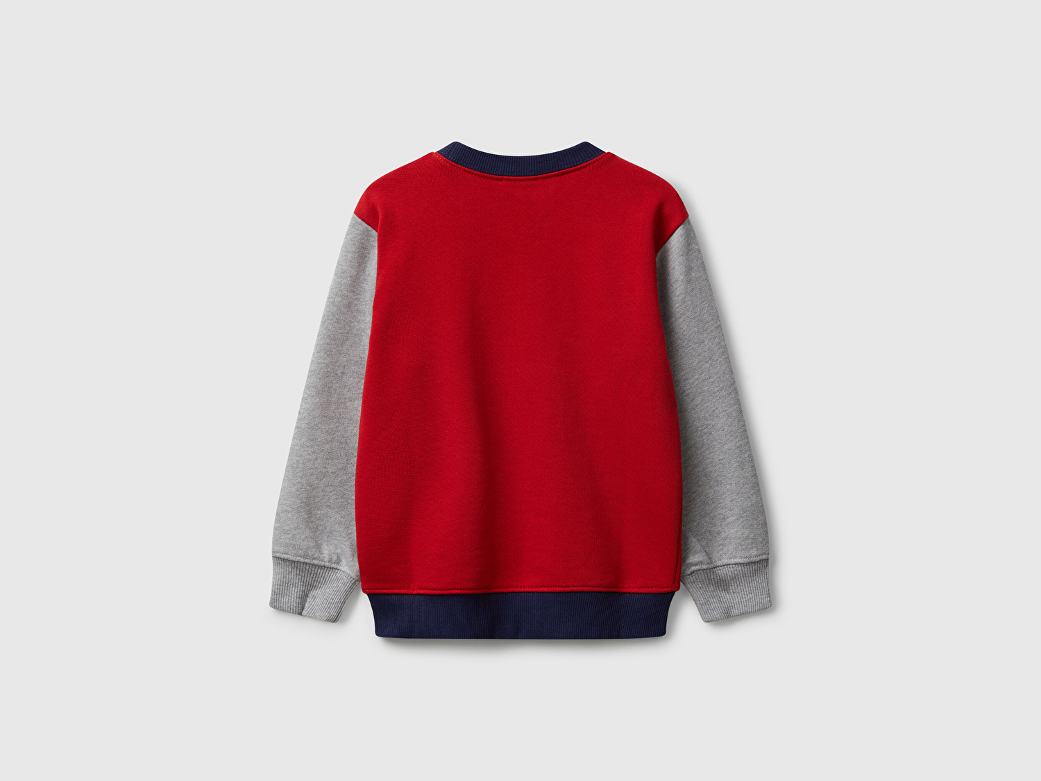Benetton Erkek Bebek Kırmızı-Gri Önü Logo Baskılı Bisiklet Yaka Sweatshirt
