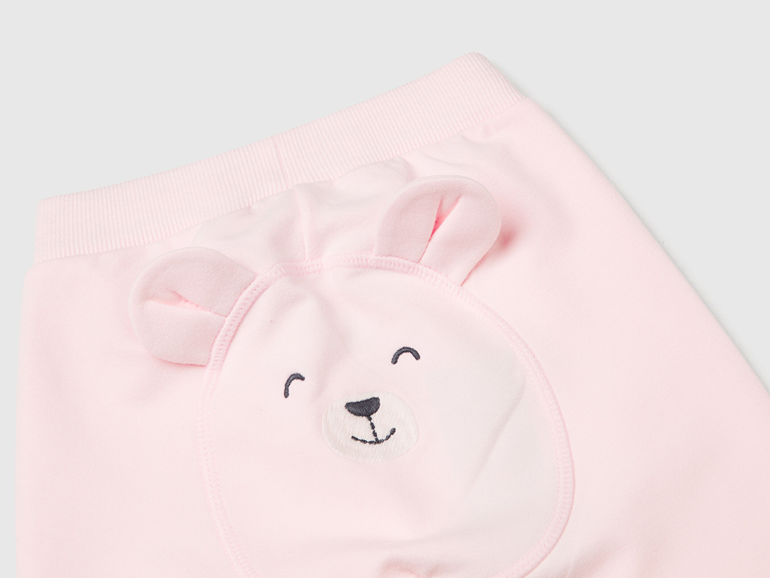 Benetton Bebek Pembe Altı Kulaklı ve Hayvan İşlemeli Ribanalı Eşofman Altı