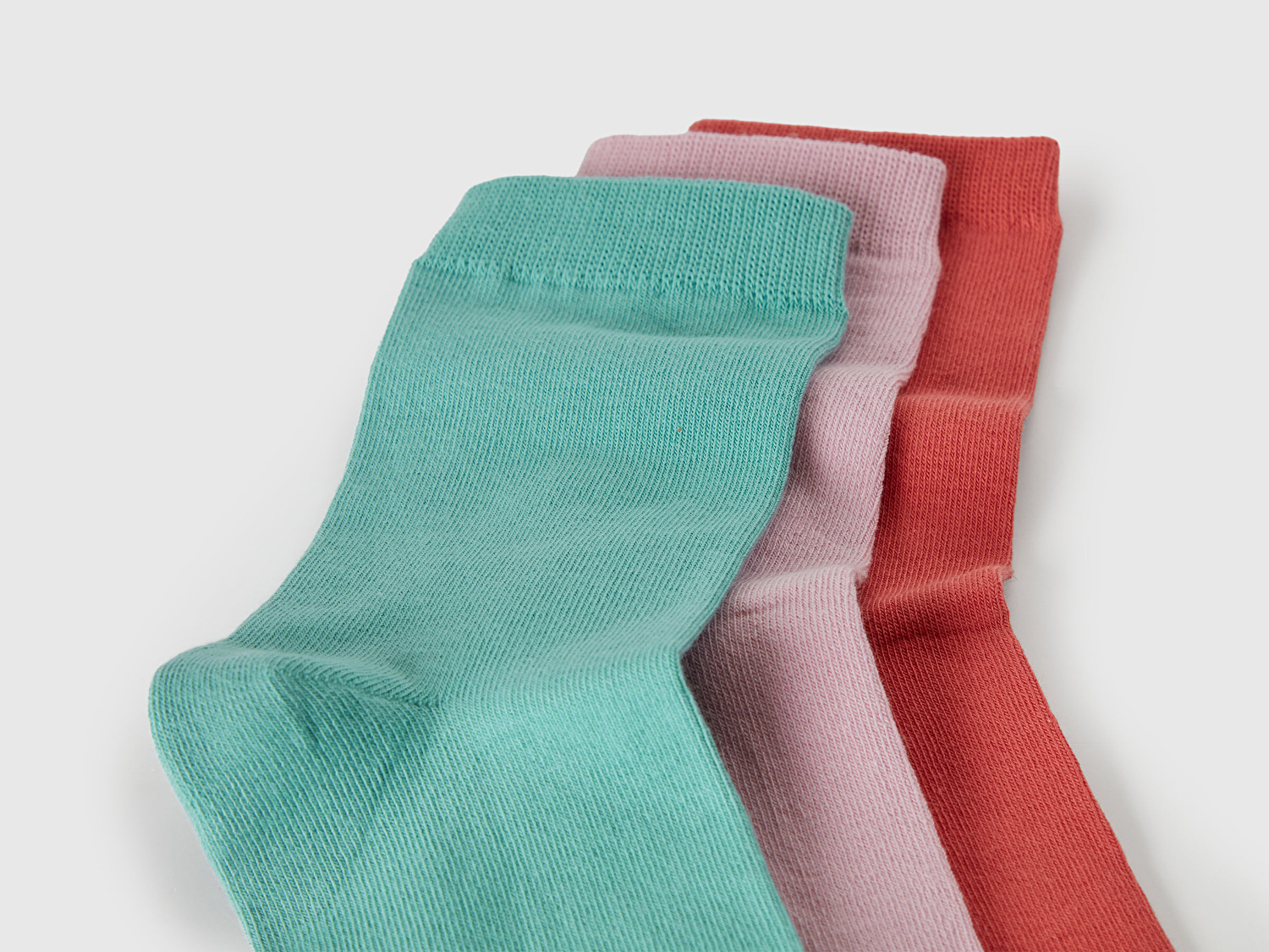 Benetton Unisex Pembe-Yeşil 3'lü Soket Çorap