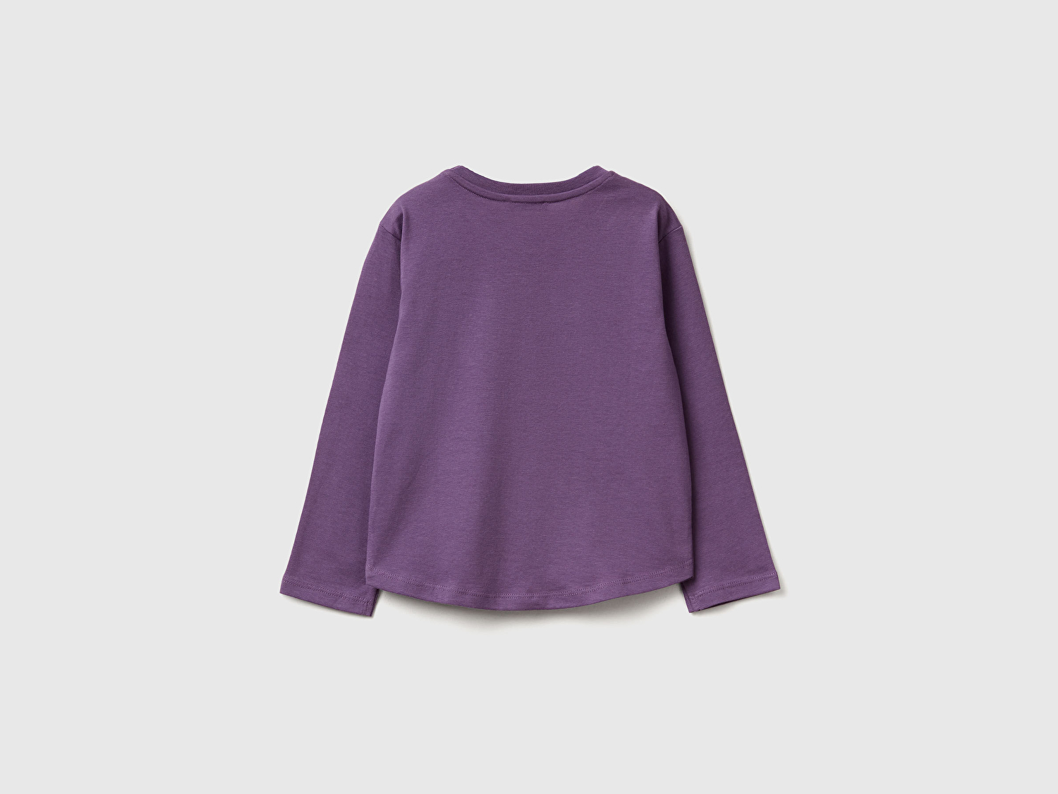 Benetton Kız Bebek Mor Önü Baskılı Ribana Yakalı Uzun Kollu T-shirt