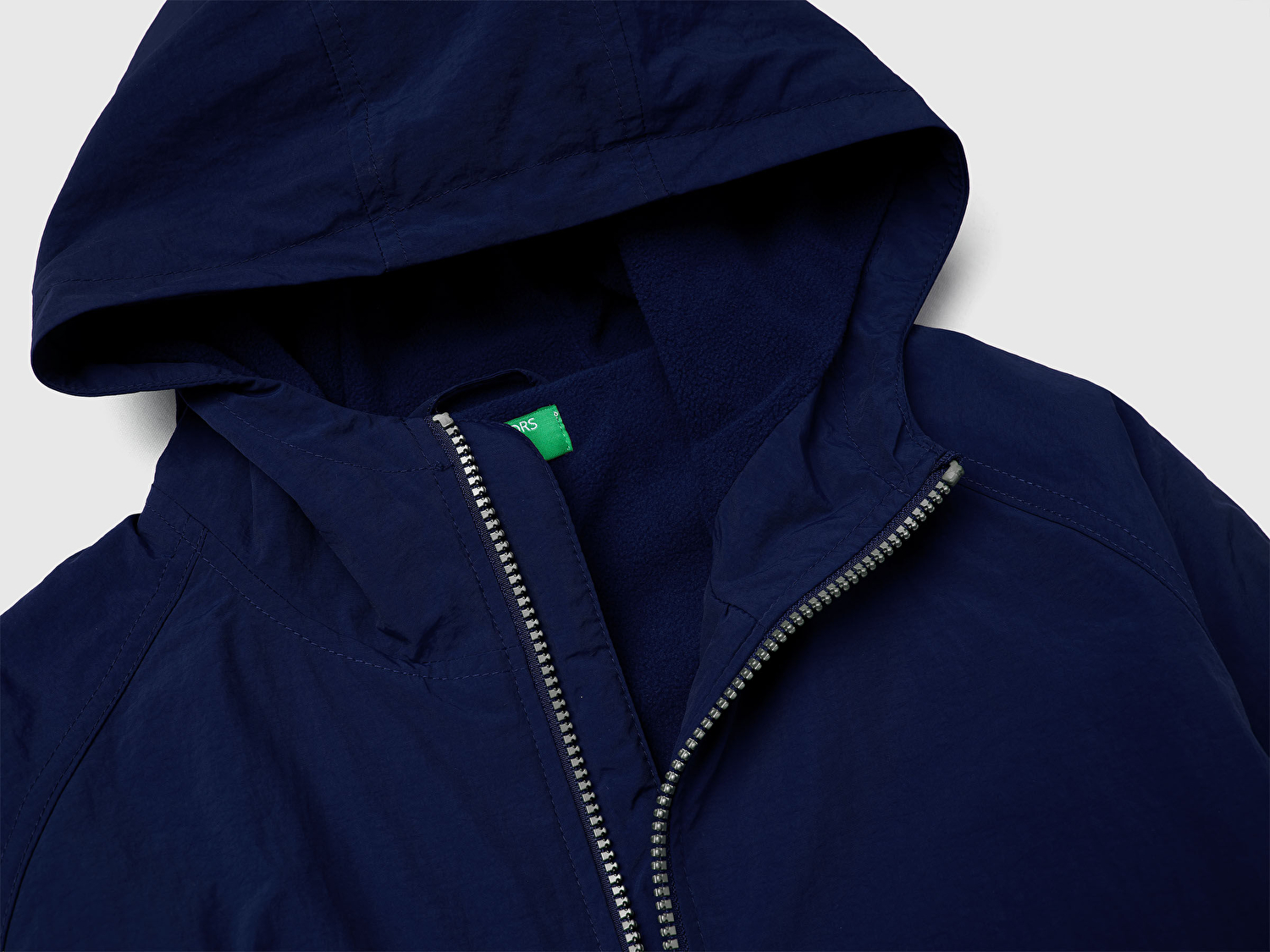 Benetton Erkek Çocuk Lacivert Fermuarlı Ribana Detaylı Kapüşonlu Ceket