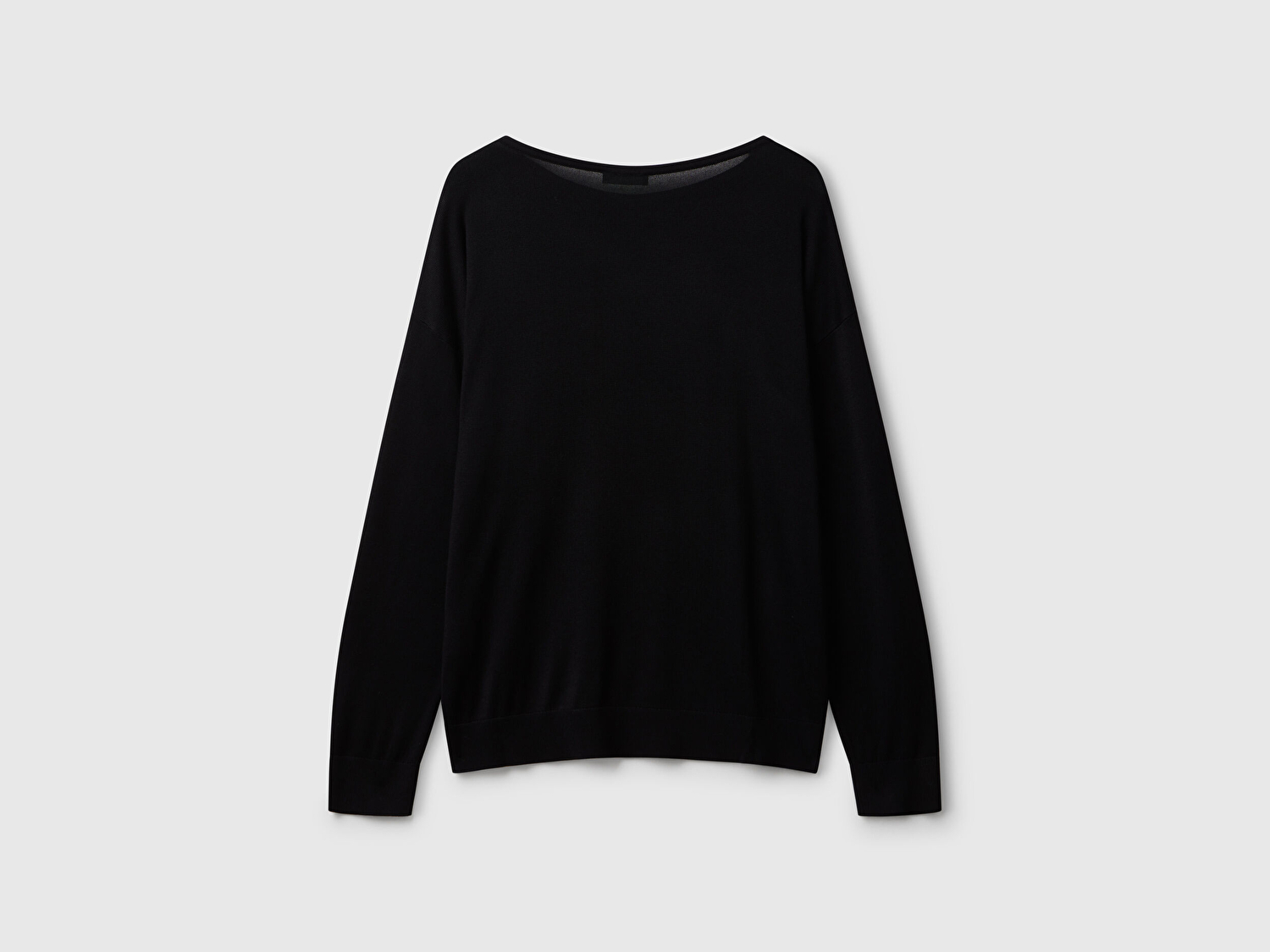 Benetton Kadın Sİyah %100 Viskoz Kayık Yaka Kazak