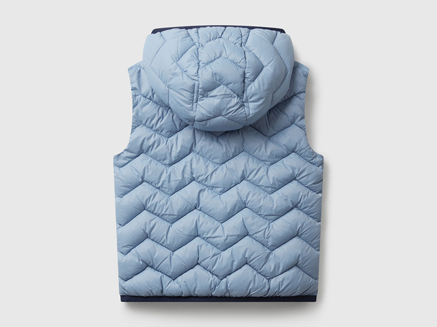 Benetton Erkek Bebek Açık Mavi Logo Detaylı Kapüşonlu Yelek