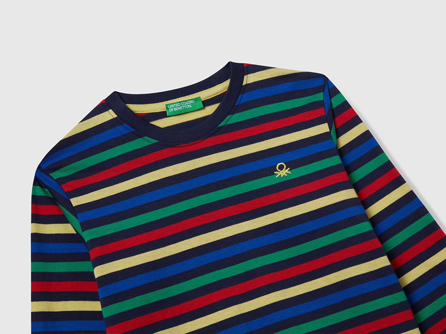 Benetton Erkek Bebek Siyah Mix Çizgi Desenli Uzun Kollu Bisiklet Yaka Regular Fit T-shirt