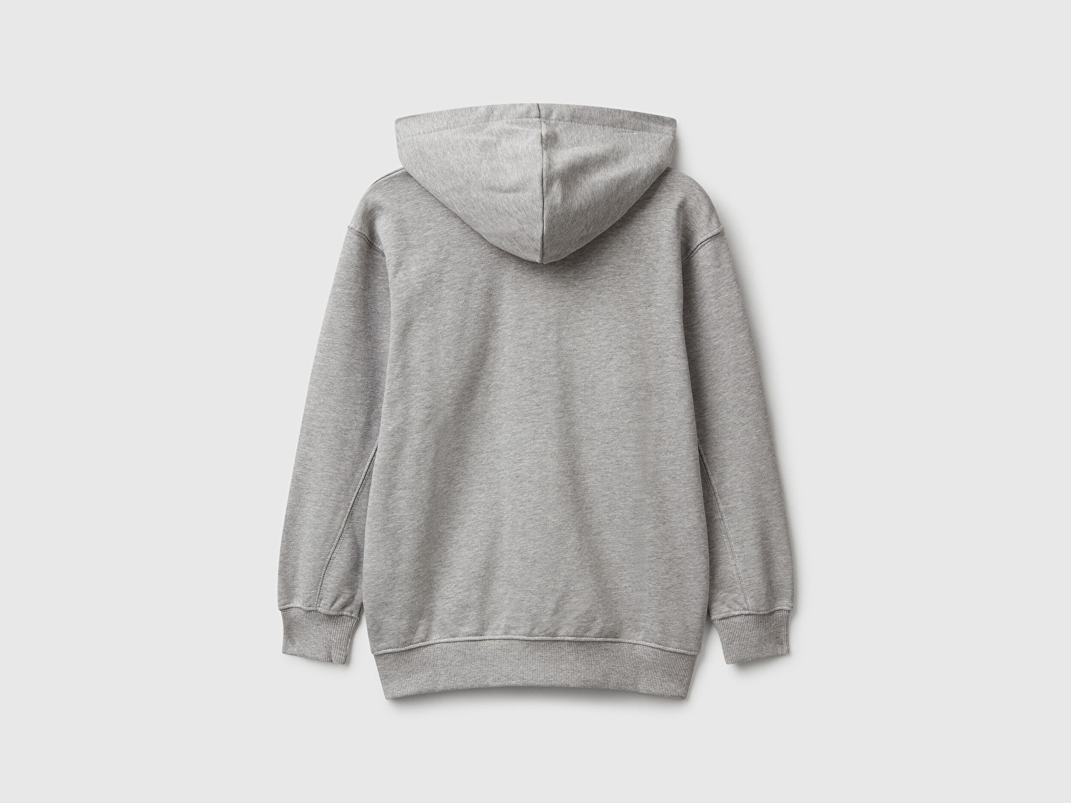 Benetton Erkek Çocuk Gri Melanj Logolu Etiket Detaylı Fermuarlı Kapüşonlu Sweatshirt