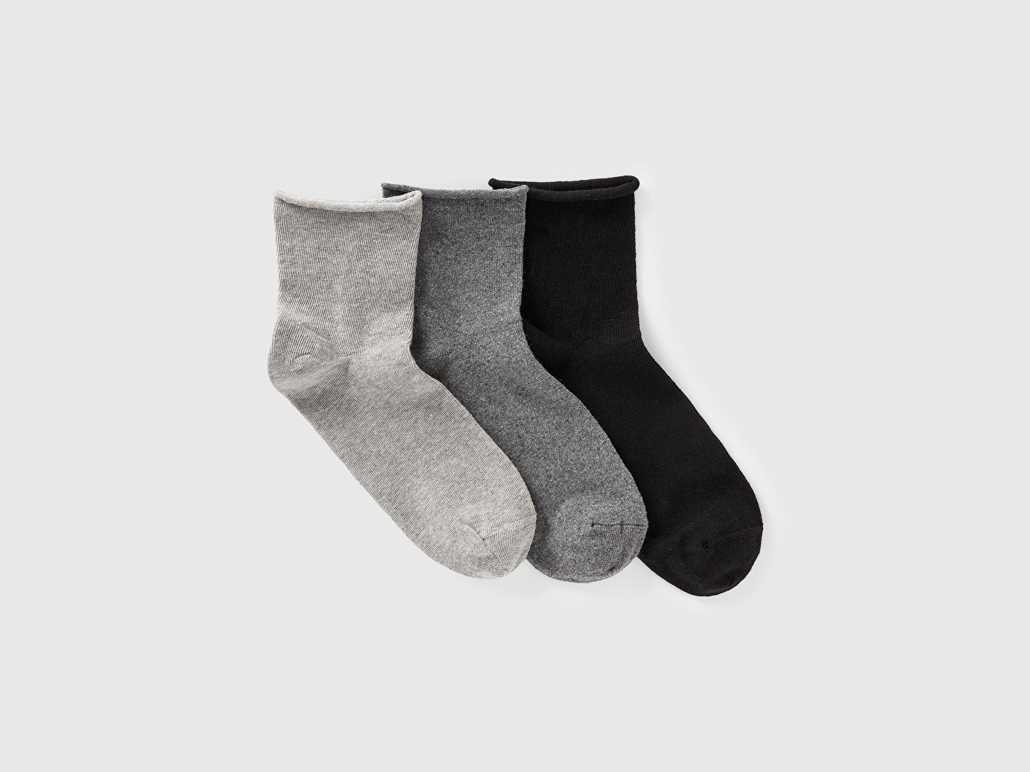 Kadın Gri Mix Pamuk Karışımlı Düz Renk 3'lü Çorap Seti