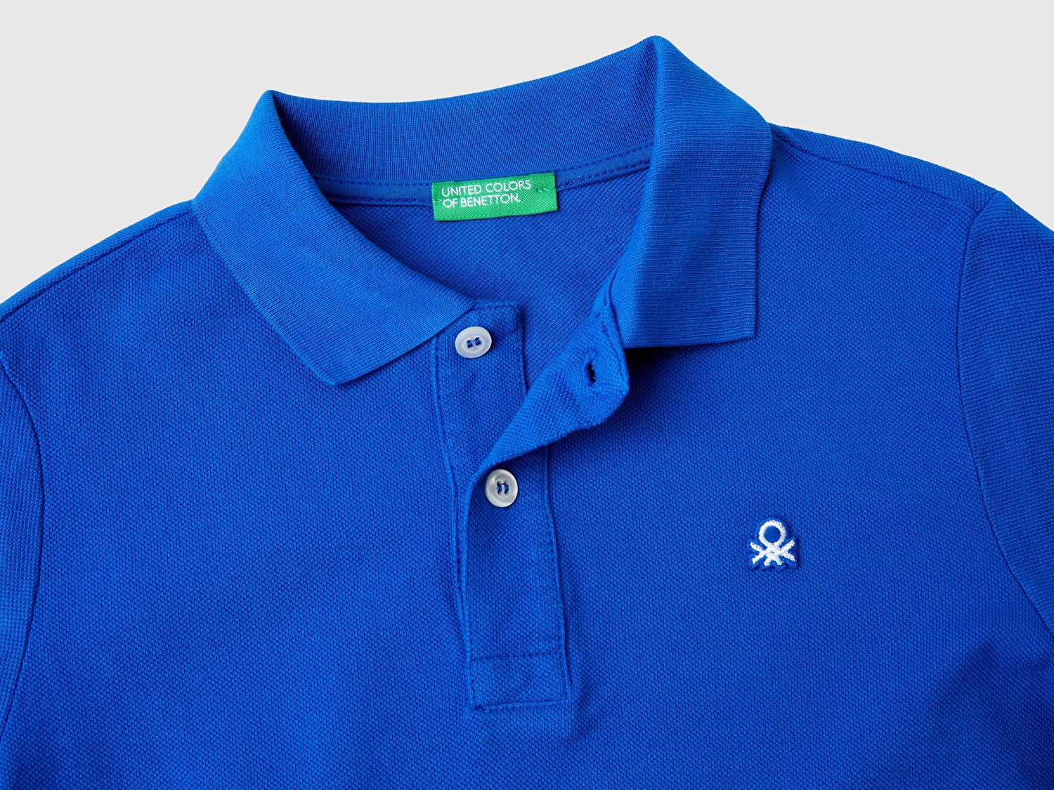 Benetton Erkek Çocuk Saks Mavisi Logolu Polo T-Shirt