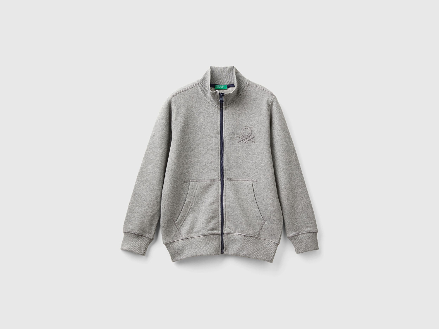 Benetton Erkek Çocuk Antrasit Melanj Logolu Sweatshirt