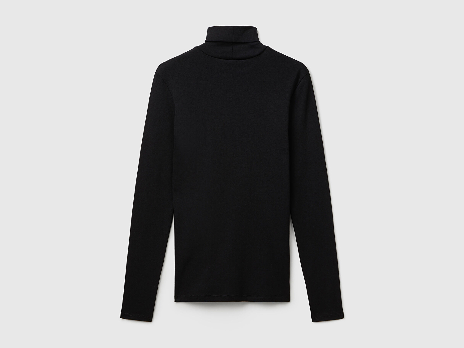 Benetton Kadın Siyah %100 Pamuk Boğazlı Uzun Kollu T-Shirt