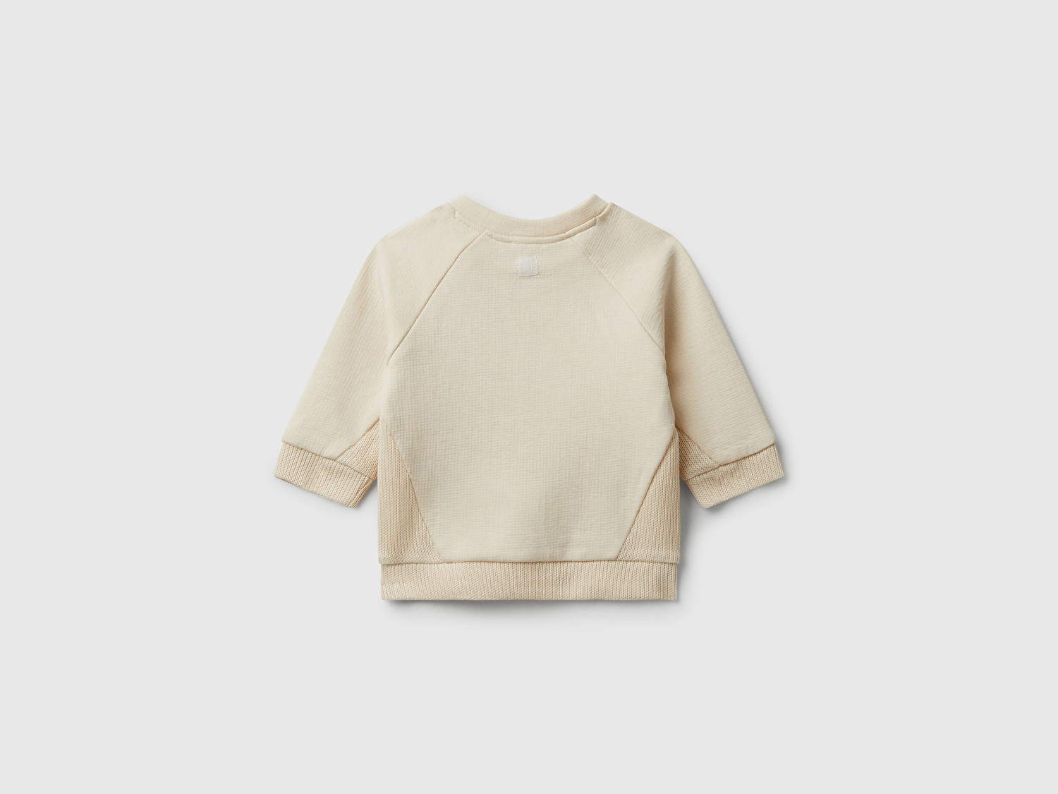 Benetton Bebek Taş Rengi Yakası Üçgen Motifli Ribana  Sweatshirt
