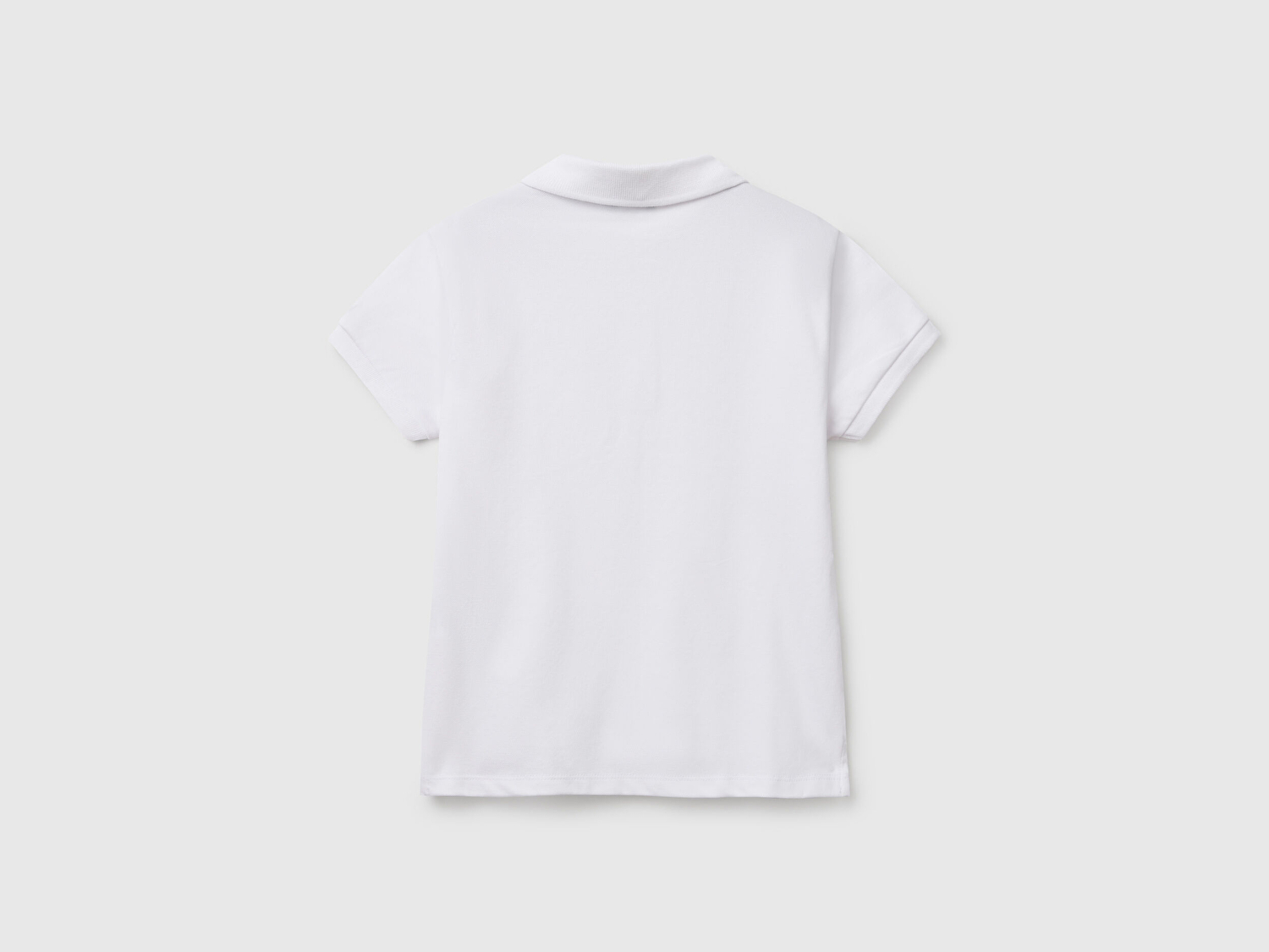 Benetton Kız Çocuk Beyaz Logolu Pike Polo T-Shirt