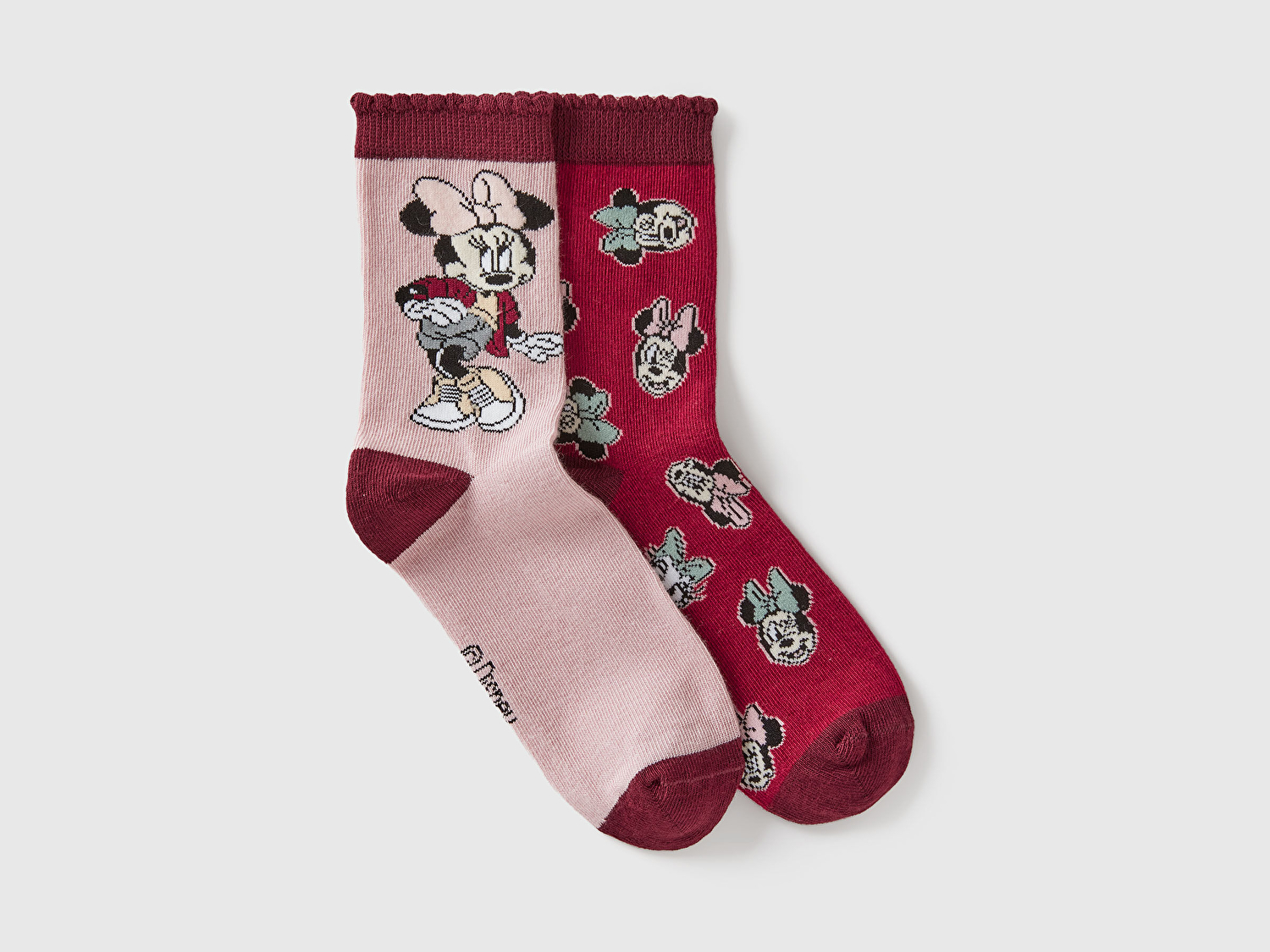 Benetton Erkek Çocuk Pembe - Bordo Disney Baskılı Desenli Çorap