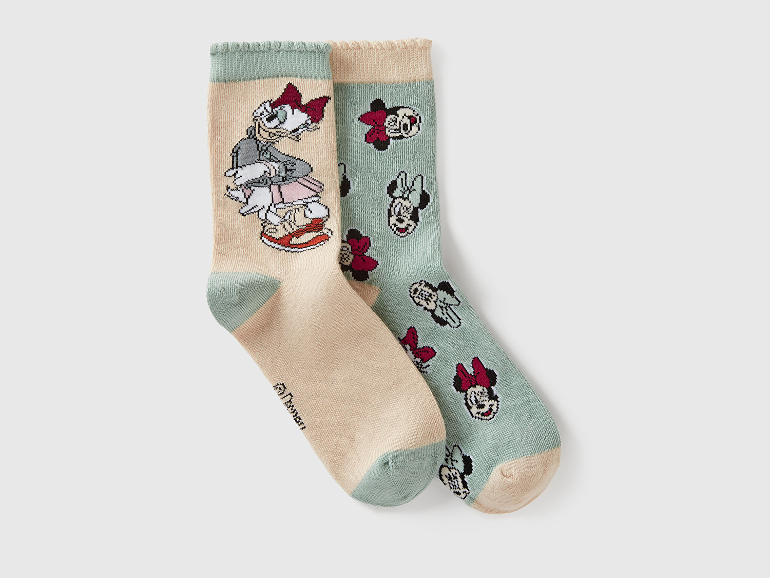 Benetton Erkek Çocuk Bej - Mint Disney Baskılı Desenli Çorap