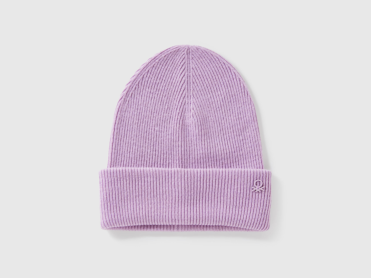 Benetton Erkek Çocuk Lila Yün ve Viskoz Karışımlı Logo Nakışlı Bere 