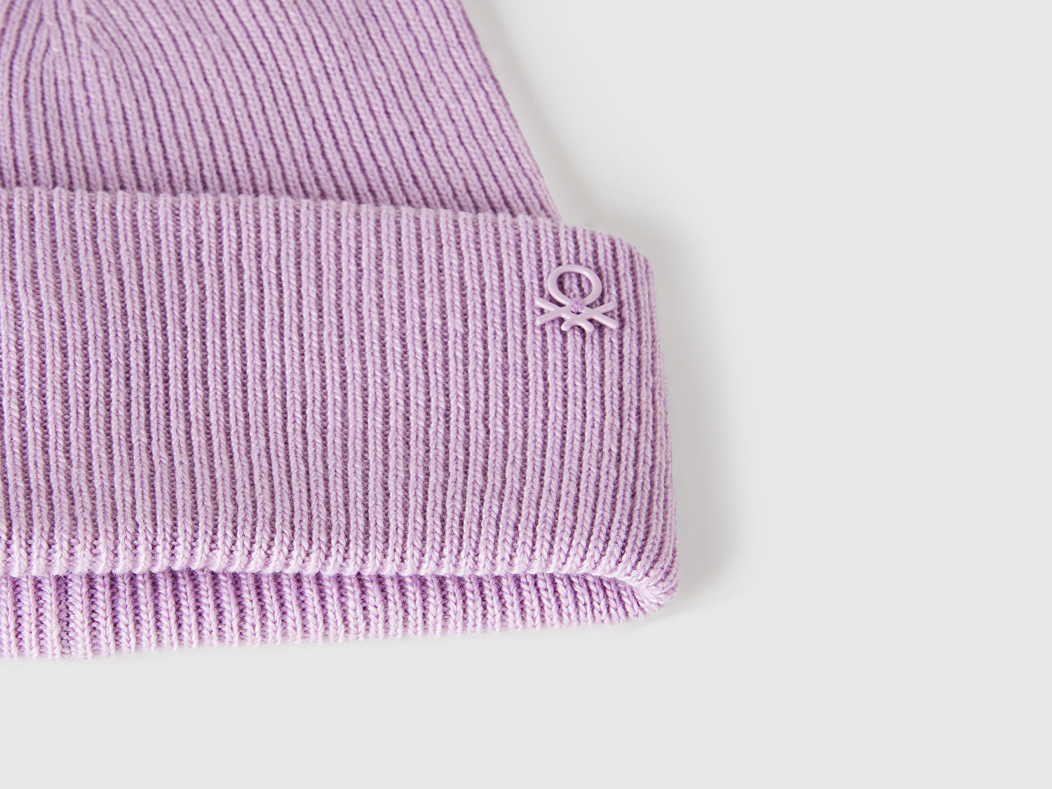 Benetton Erkek Çocuk Lila Yün ve Viskoz Karışımlı Logo Nakışlı Bere 