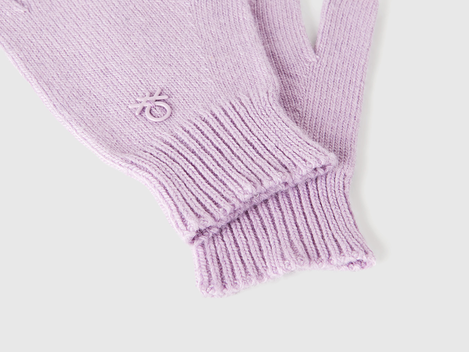 Benetton Erkek Çocuk Lila Yün ve Viskoz Karışımlı Logo Nakışlı Eldiven