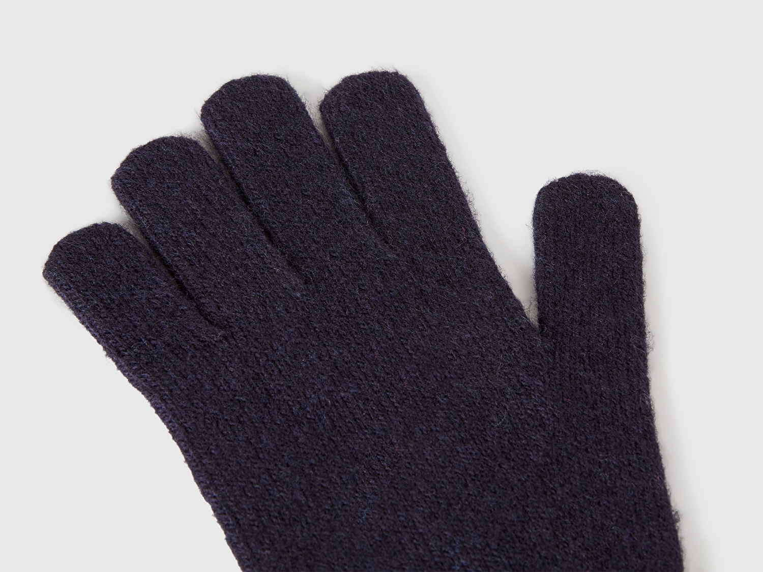 Benetton Erkek Çocuk Lacivert Yün ve Viskoz Karışımlı Logo Nakışlı Eldiven