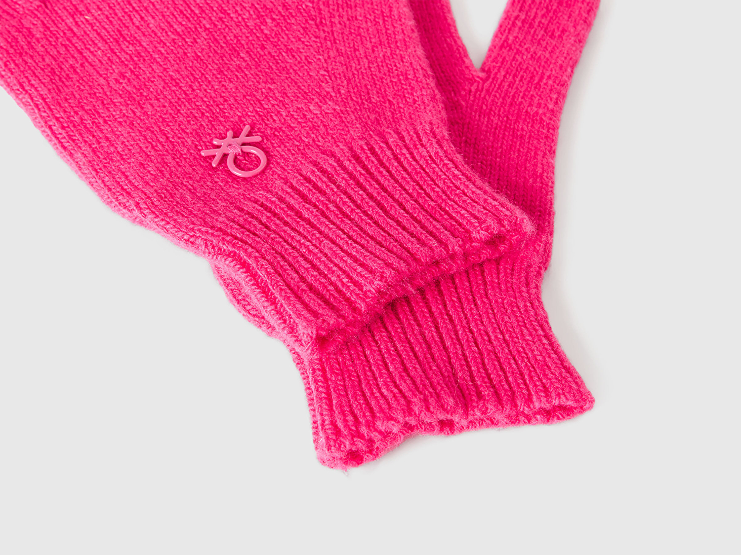 Erkek Çocuk Pembe Yün ve Viskoz Karışımlı Logo Nakışlı Eldiven