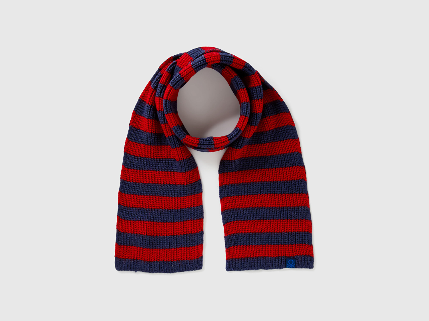 Erkek Bebek Lacivert %100 Akrilik Logo Etiketi Detaylı Renk Bloklu Atkı