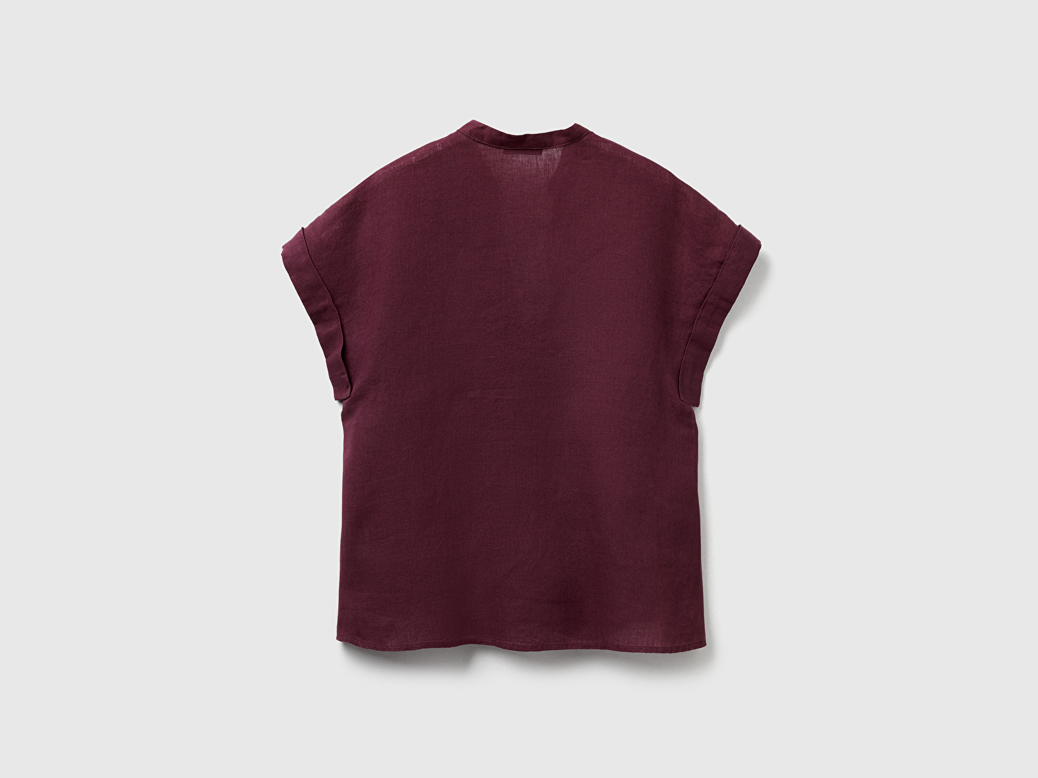 Benetton Kadın Mürdüm %100 Keten V Yaka Kimono Kol Bluz