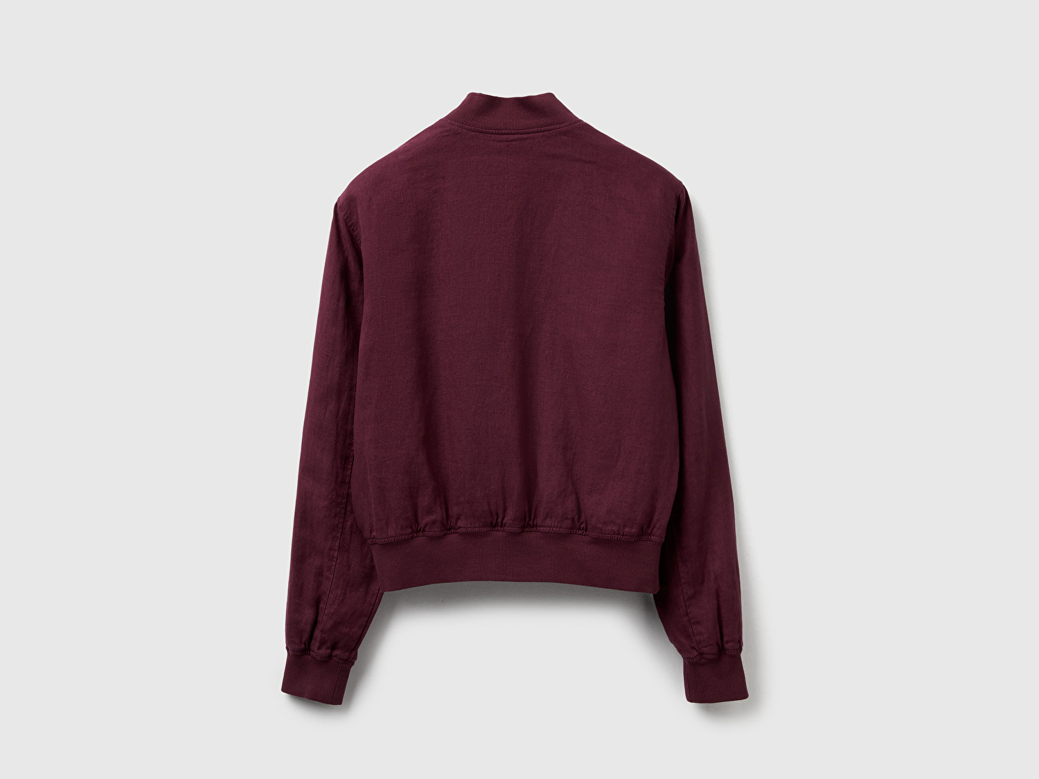 Benetton Kadın Mürdüm %100 Keten Bomber Ceket