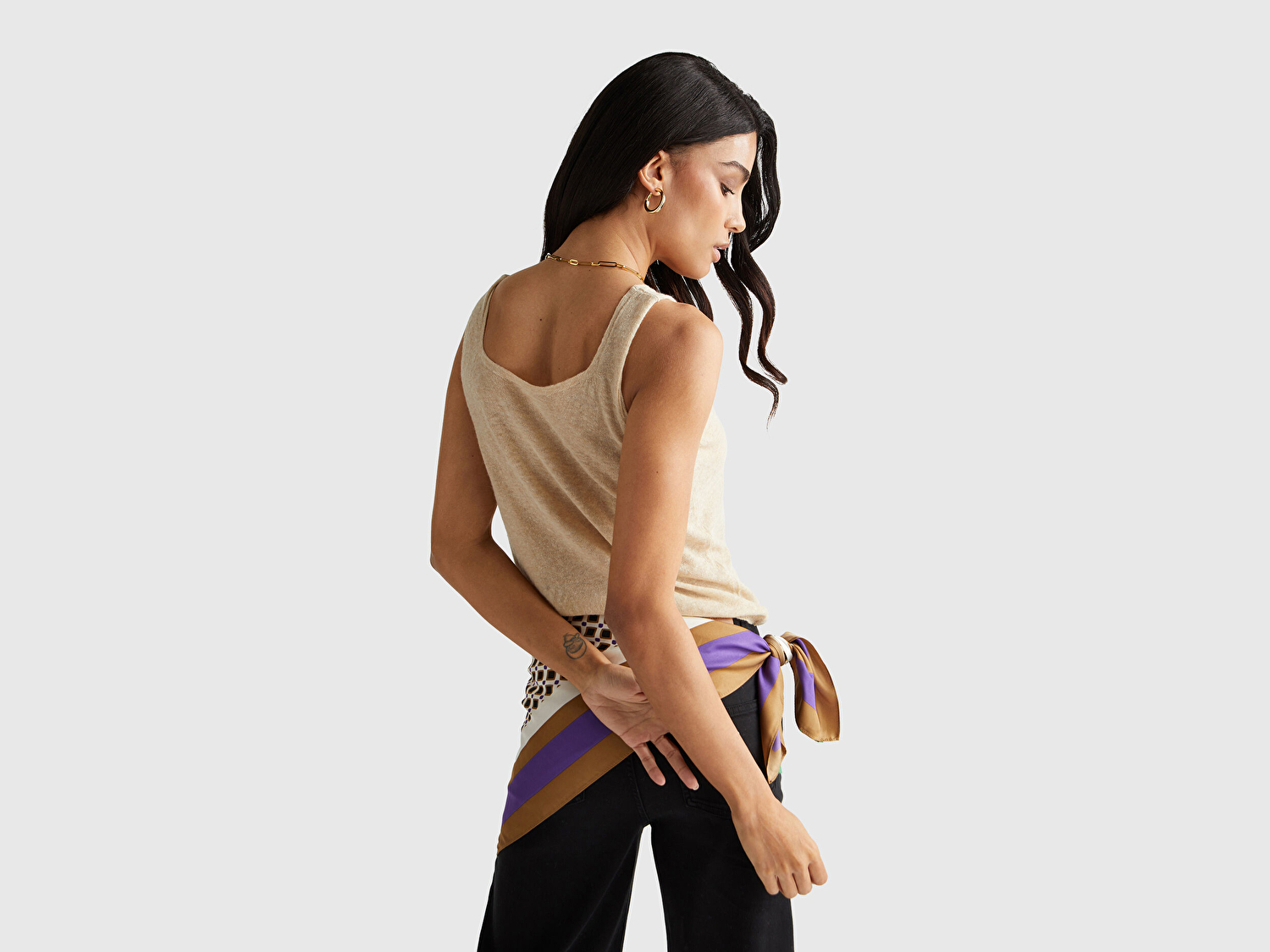 Benetton Kadın Ekru Alpaka ve Yün Karışımlı Triko Atlet