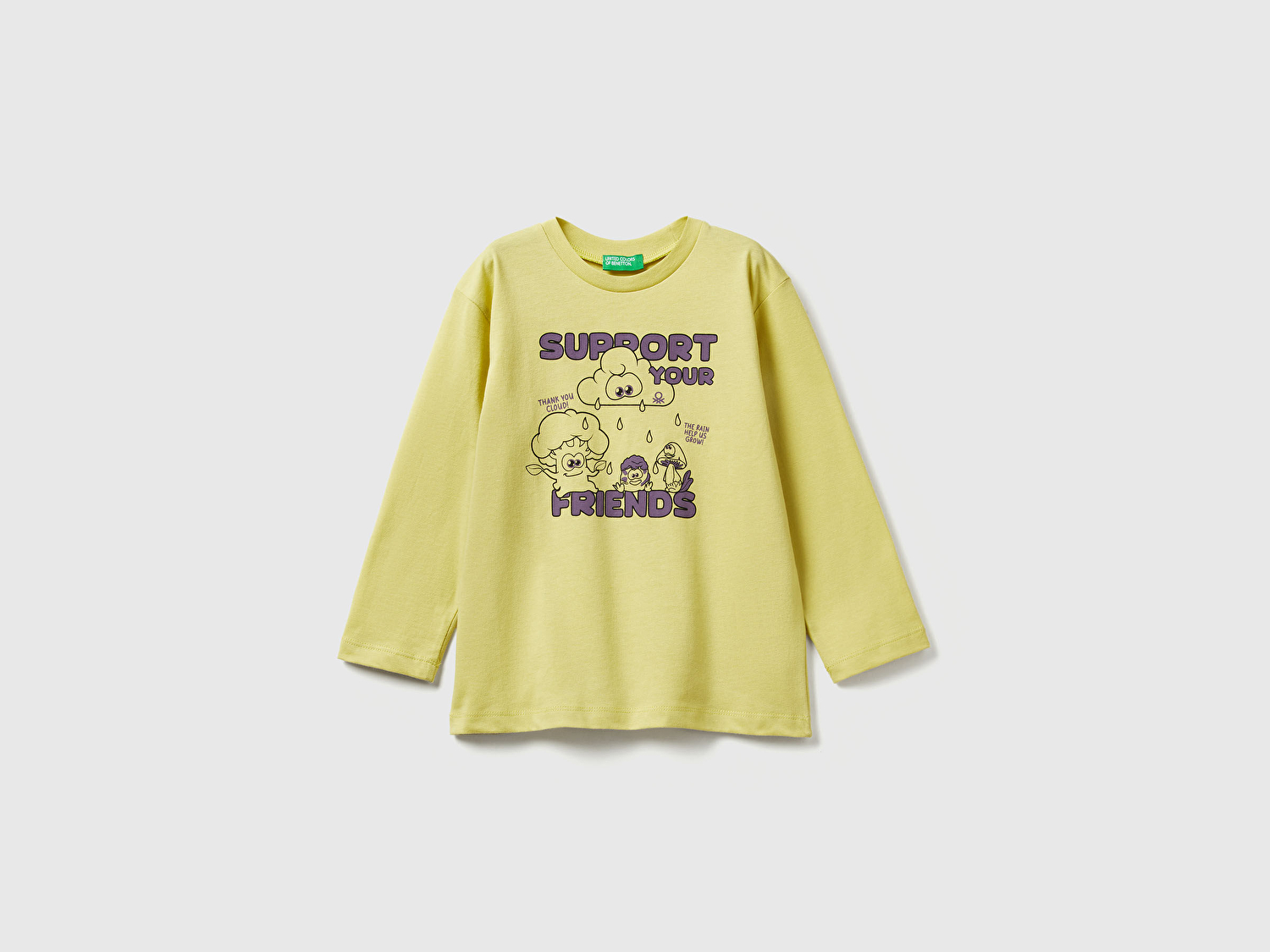 Benetton Erkek Bebek Hardal Baskılı Relaxed Fit Jarse Uzun Kollu T-shirt