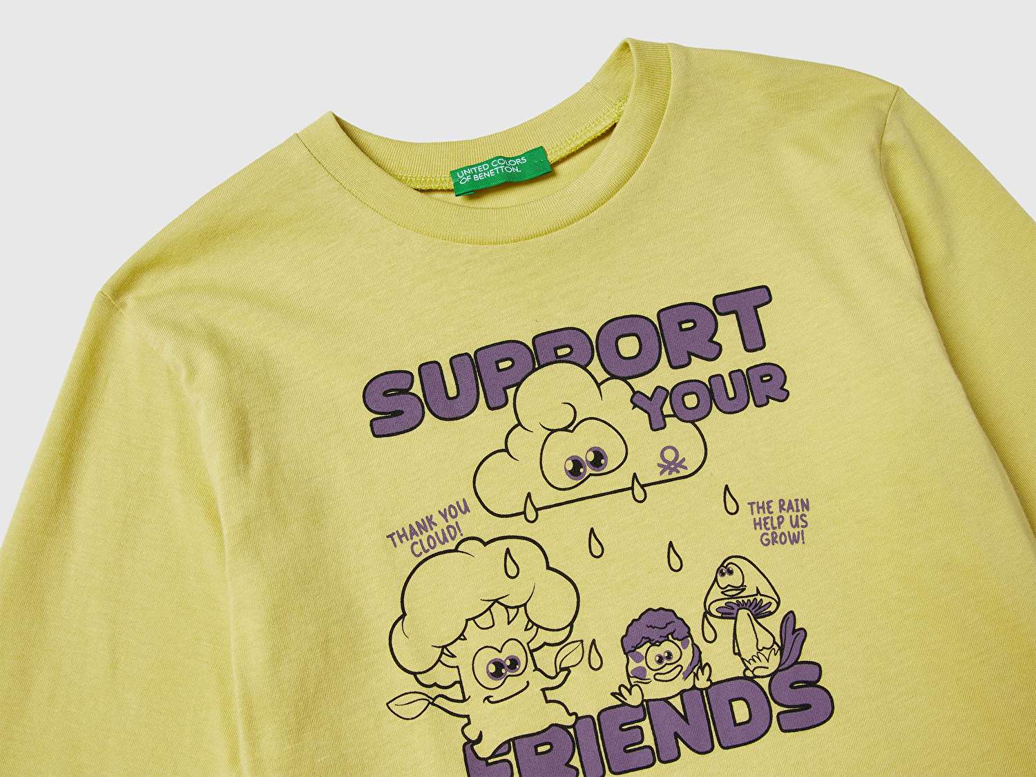 Benetton Erkek Bebek Hardal Baskılı Relaxed Fit Jarse Uzun Kollu T-shirt