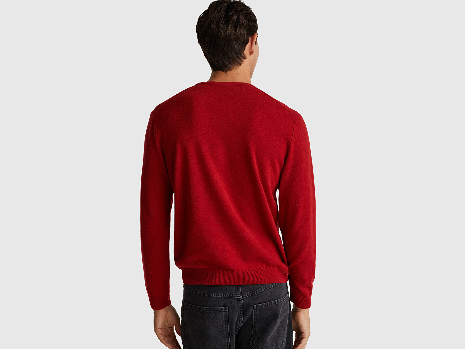 Benetton Erkek Bordo %100 Merino Bisiklet Yaka  Kazak