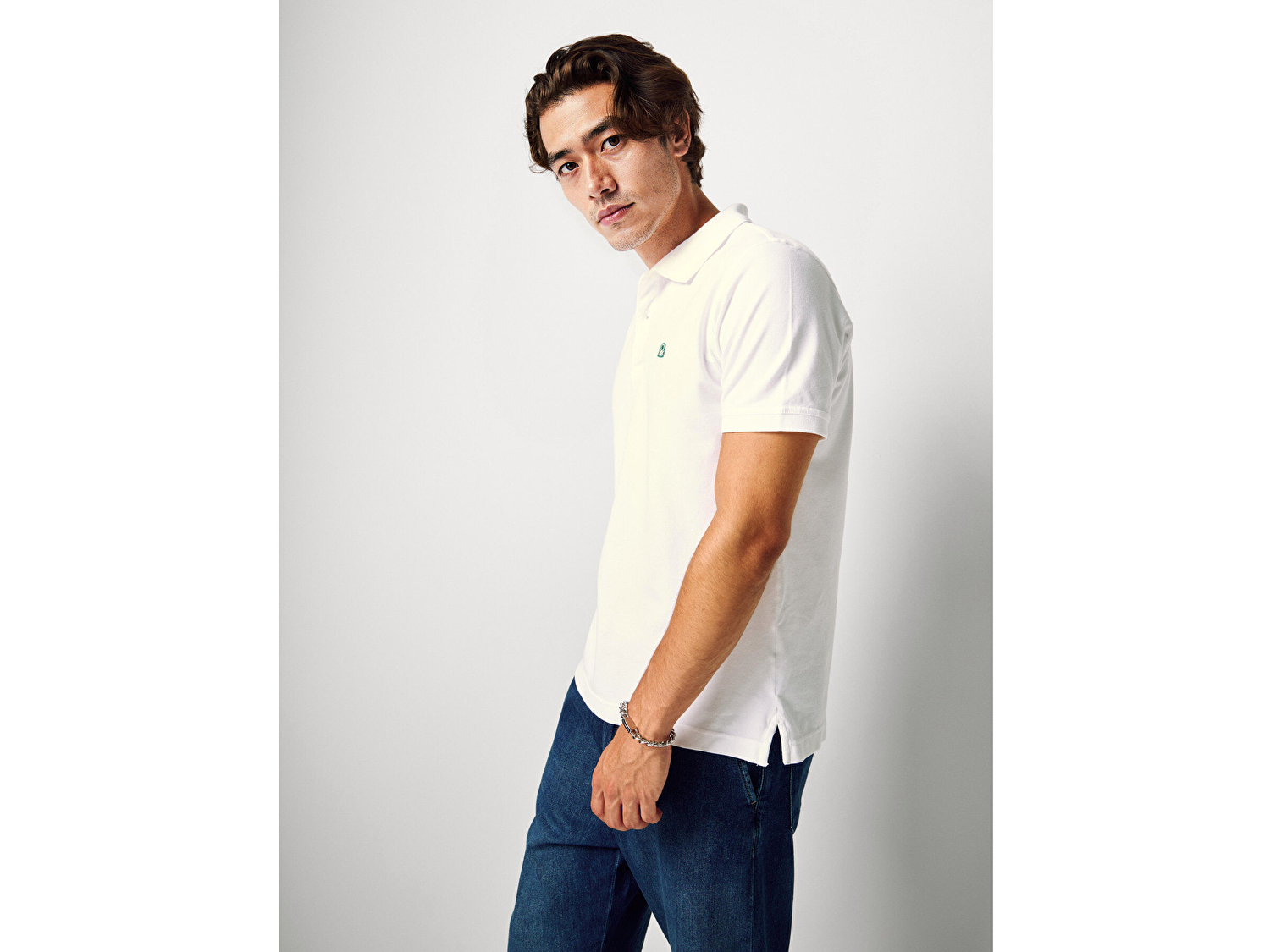 Benetton Erkek Beyaz %100 Koton Slim Fit Polo T-Shirt
