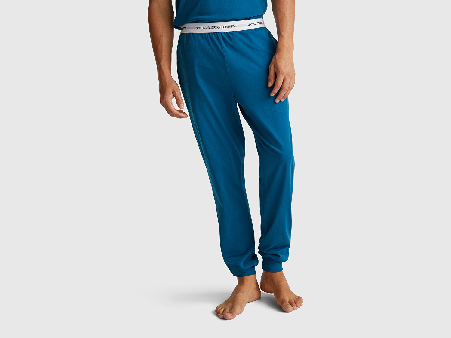 Benetton Erkek Mavi %100 Koton Benetton Bel Lastikli Eşofman Altı