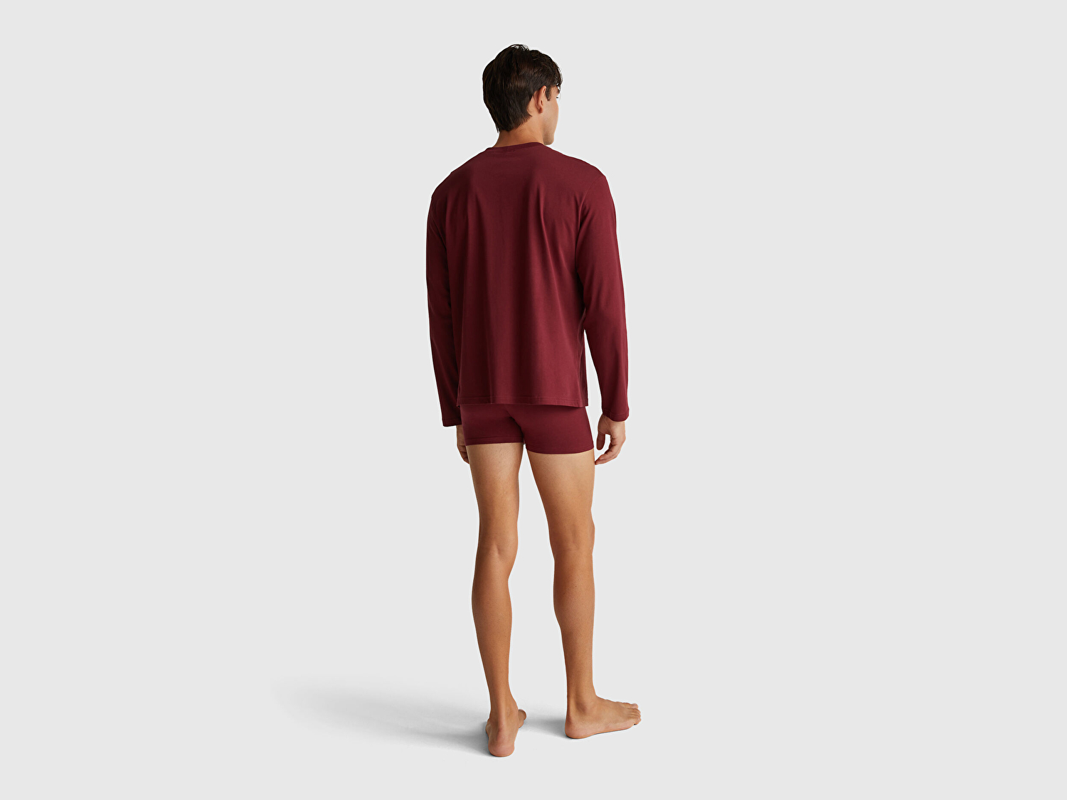 Benetton Erkek Bordo %100 Pamuk Logo Detaylı Pijama Üstü
