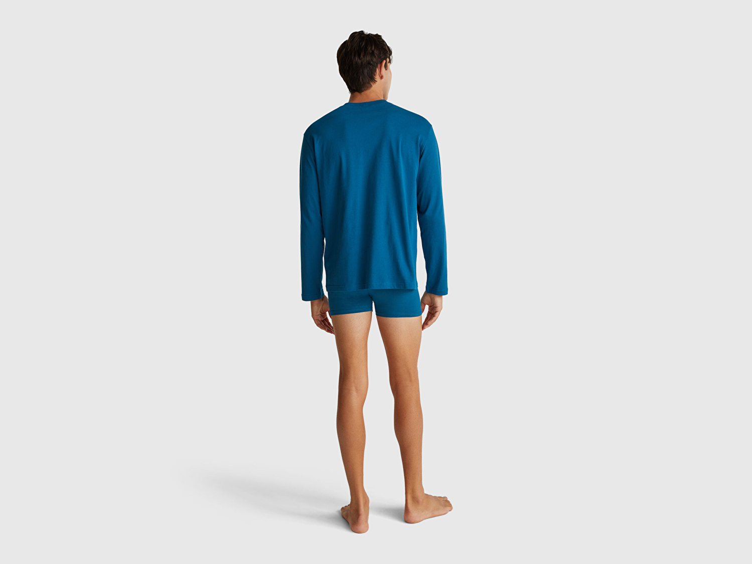 Benetton Erkek Mavi %100 Pamuk Logo Detaylı Pijama Üstü