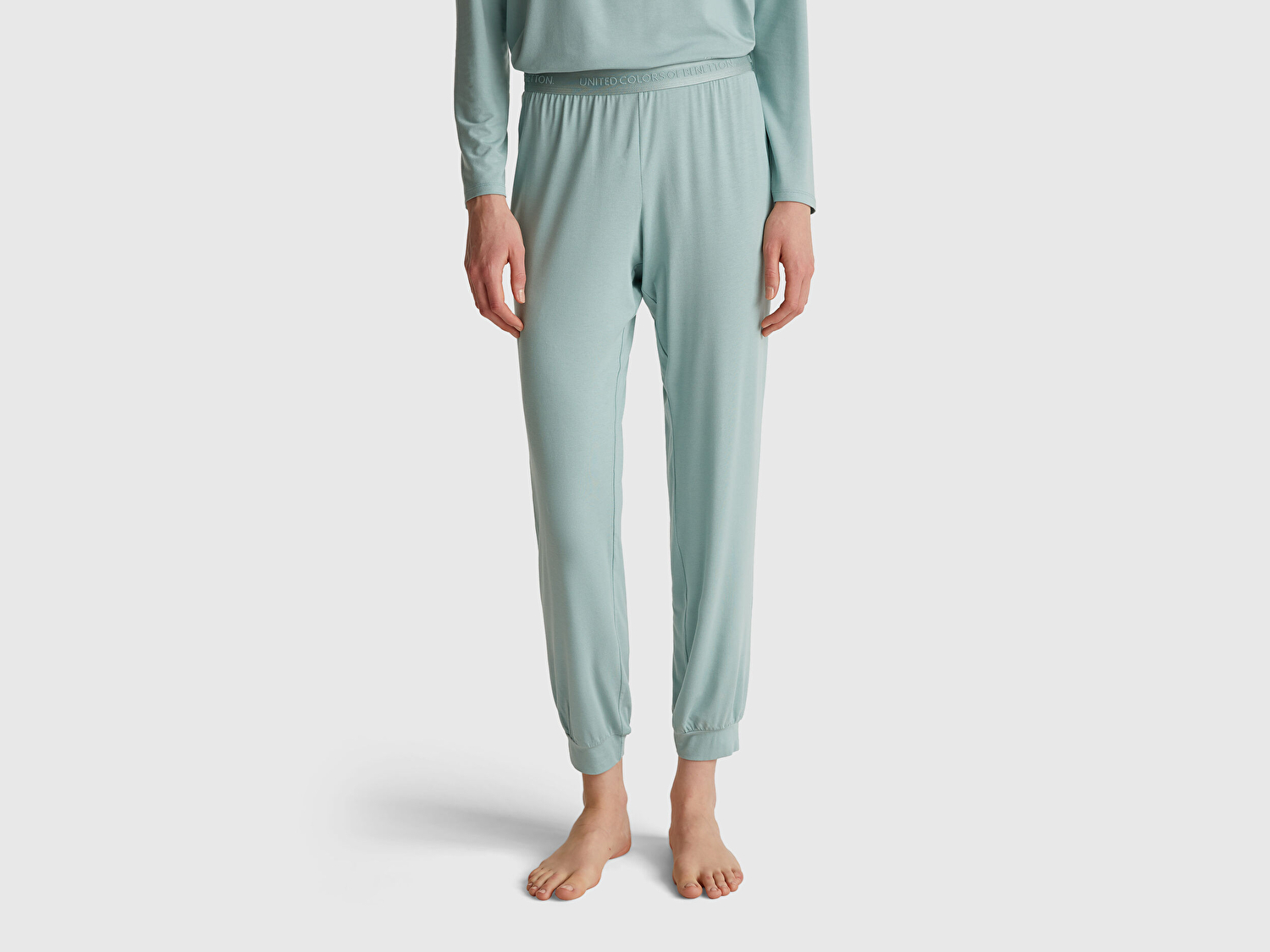 Benetton Kadın Açık Yeşil Modal Karışımlı Beli Logolu Pijama Altı