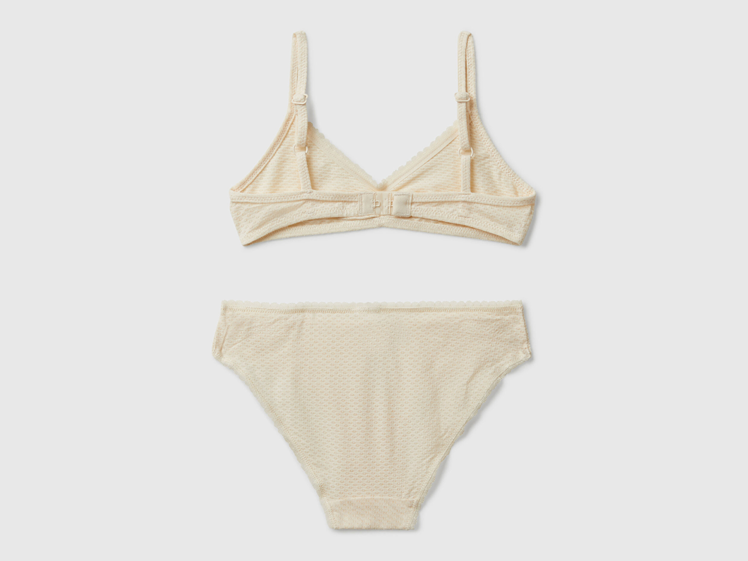 Benetton Kız Çocuk Krem Düz Renk Ayarlanabilir Askılı Bikini Takımı