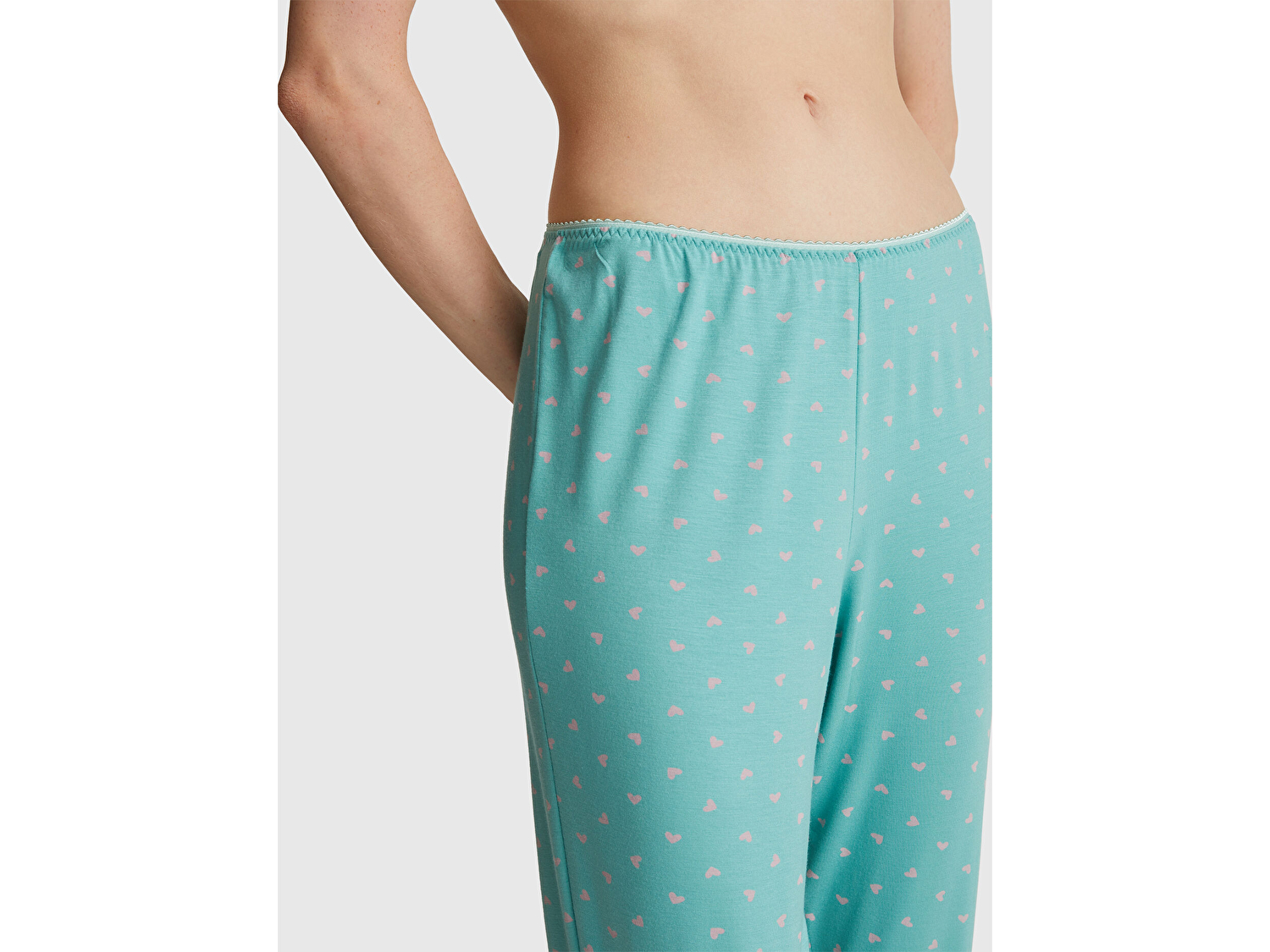 Benetton Kadın Turkuaz Viskoz Karışımlı Esnek Pijama Altı