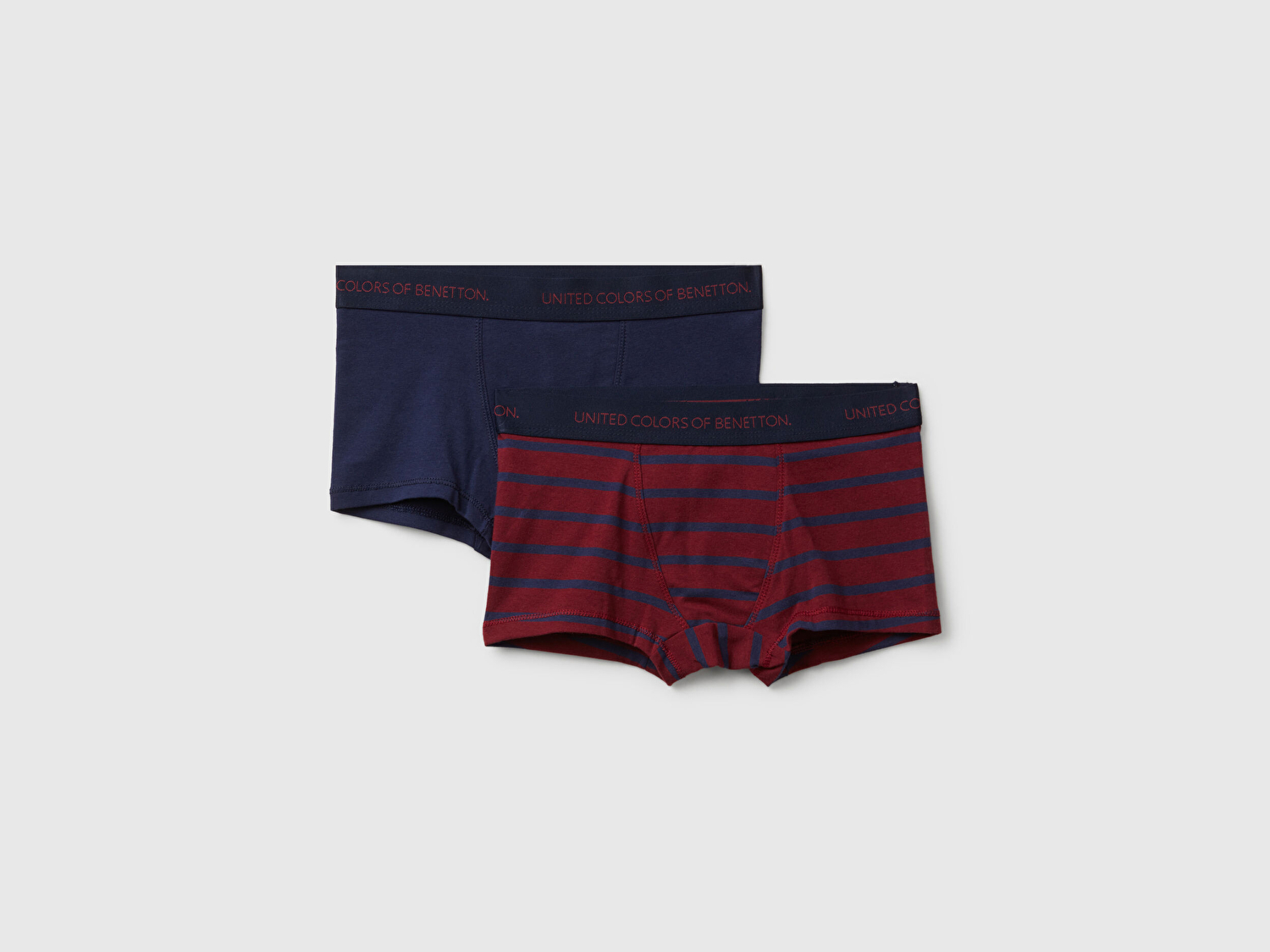Benetton Erkek Çocuk Lacivert-Bordo Bel Bandı Logolu 2'li Boxer Seti