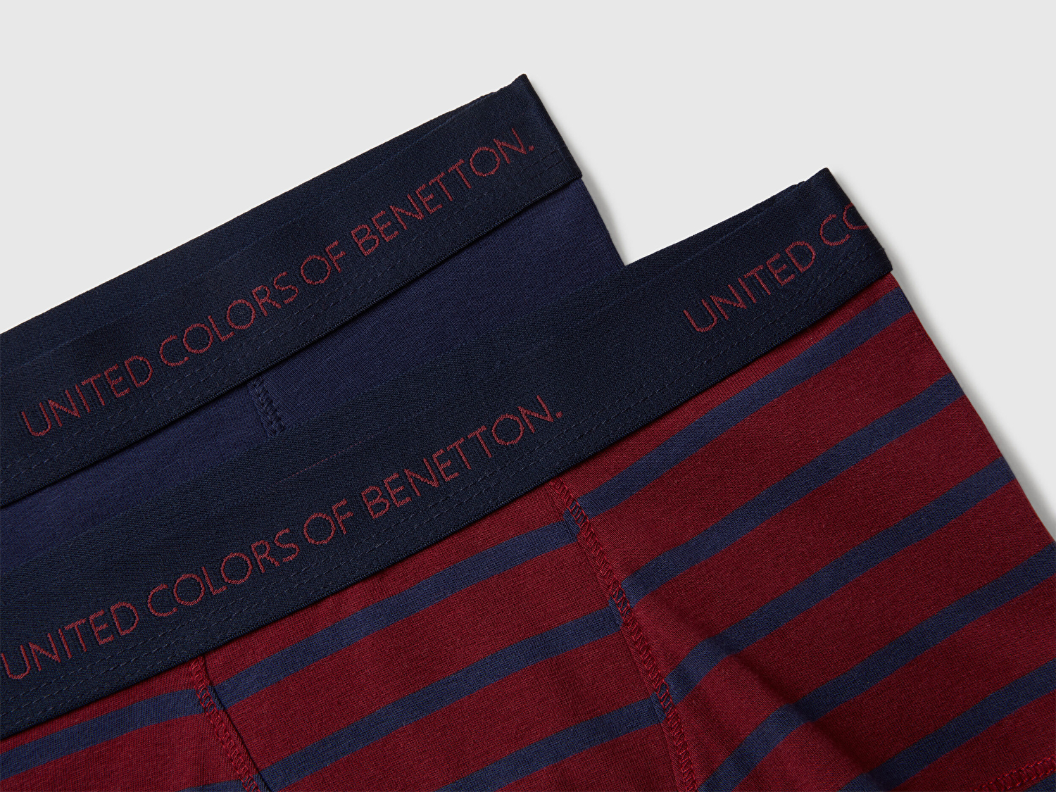 Benetton Erkek Çocuk Lacivert-Bordo Bel Bandı Logolu 2'li Boxer Seti
