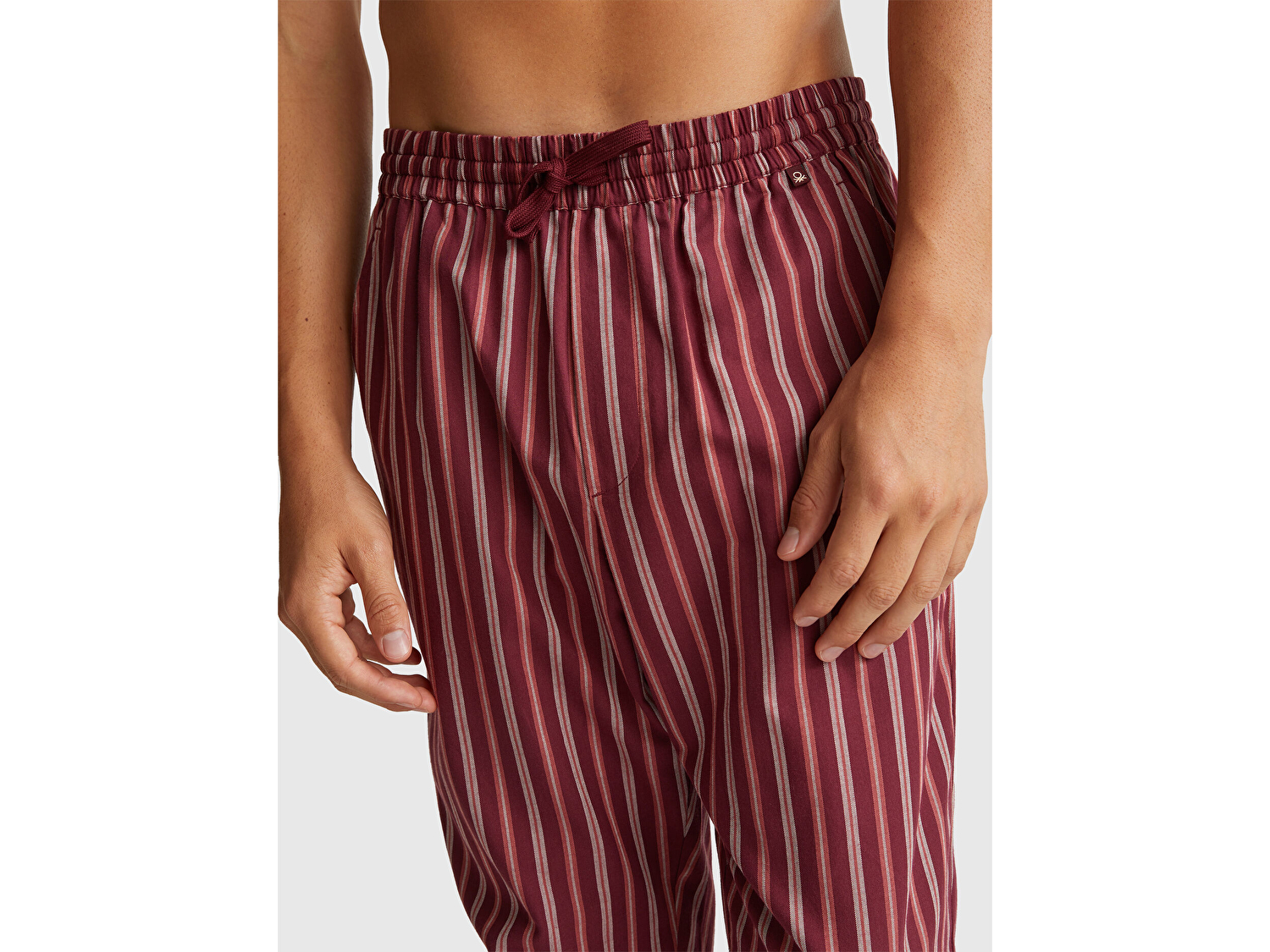 Benetton Erkek Kırmızı Kare Desenli Büzgü İpli Pijama Altı