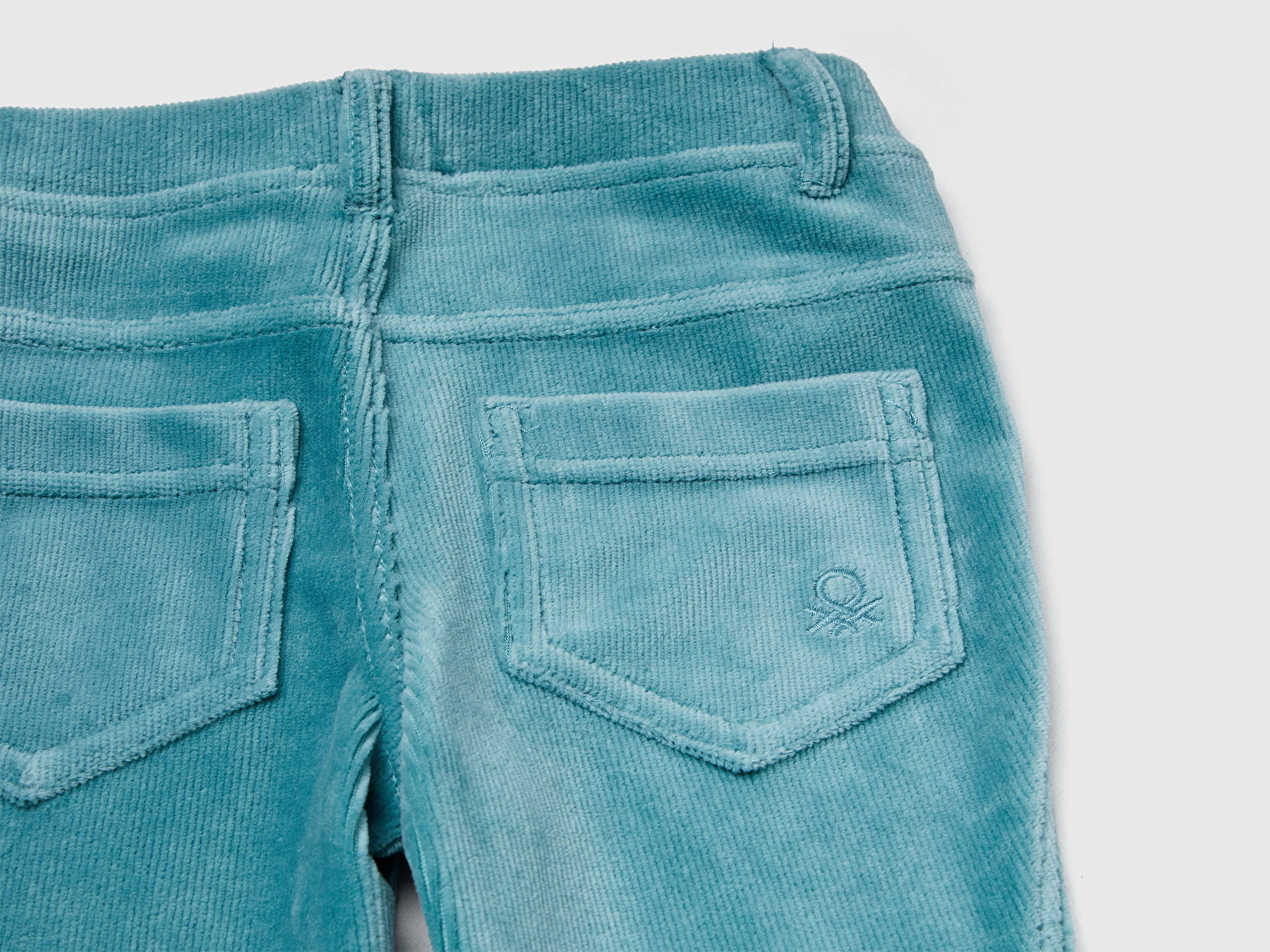 Benetton Kız Bebek Gri-Yeşil Fitilli Kadife Tayt