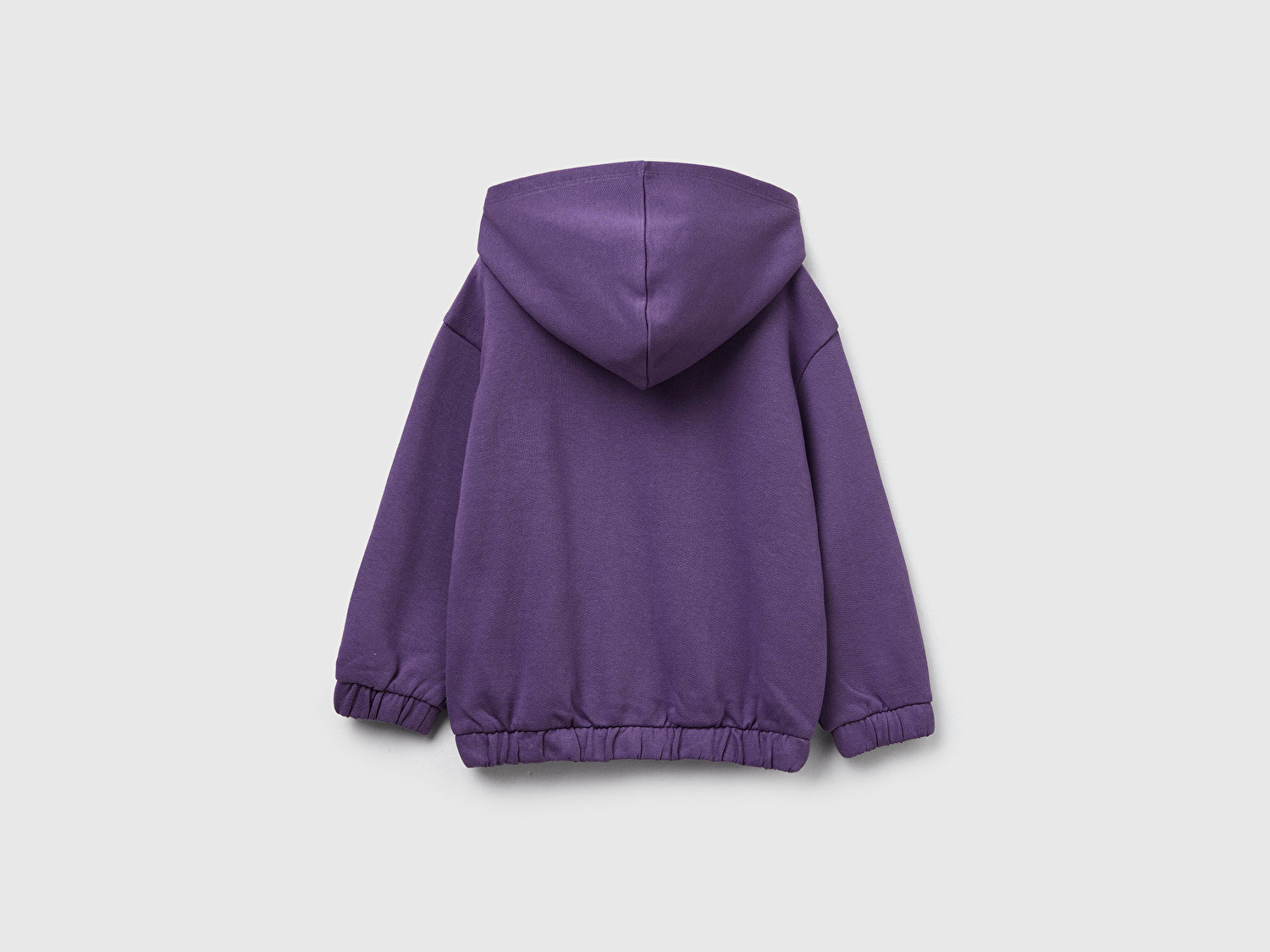 Benetton Kız Bebek Mor Önü Aplikeli Fermuarlı Yan Cepli Kapüşonlu Sweatshirt
