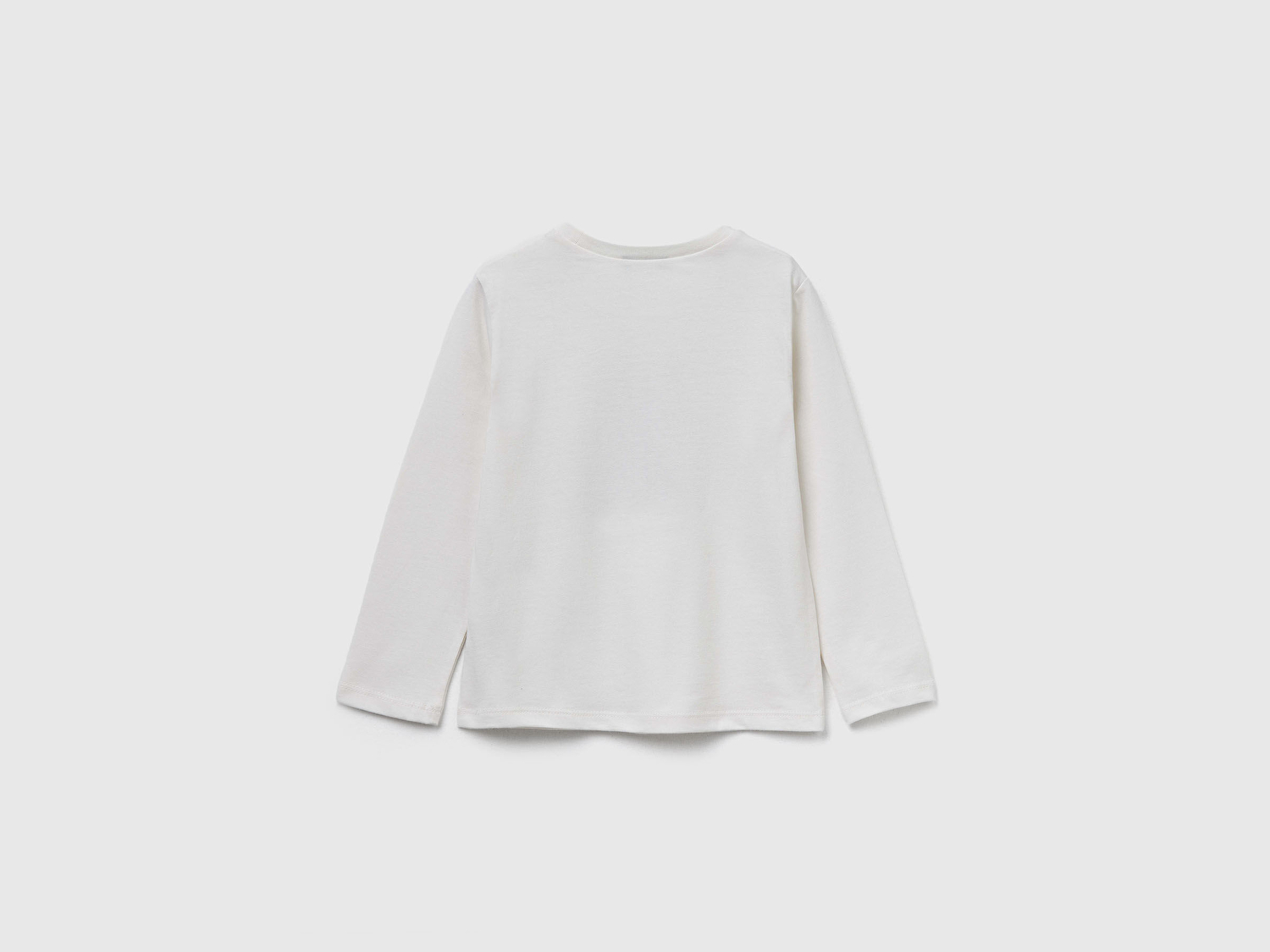 Benetton Kız Bebek Ekru Önü Baskılı Ribana Yakalı Regular Fit Sweatshirt